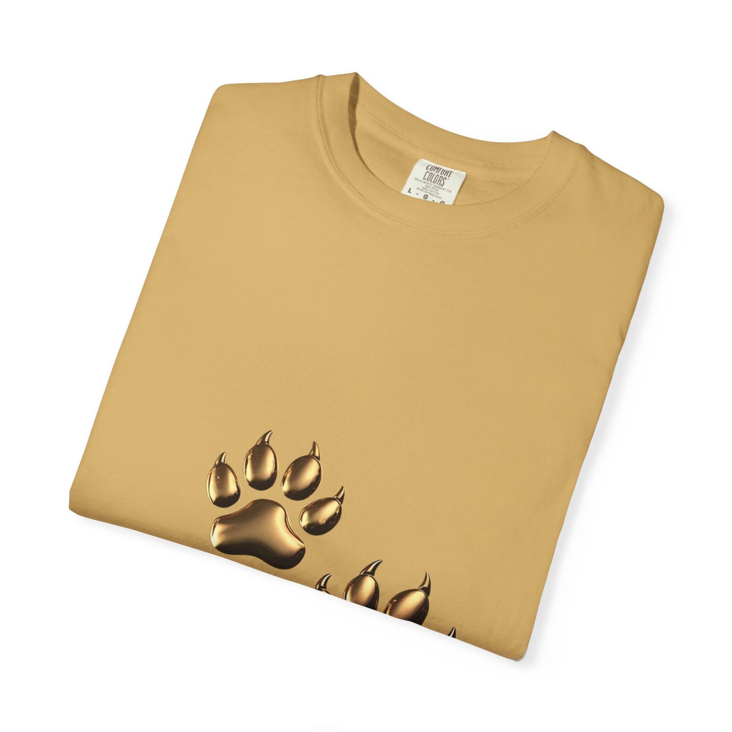 Stylish Unisex Garment-Dyed T-Shirt with Gold Paw Print Design - Perfect for Animal Lovers