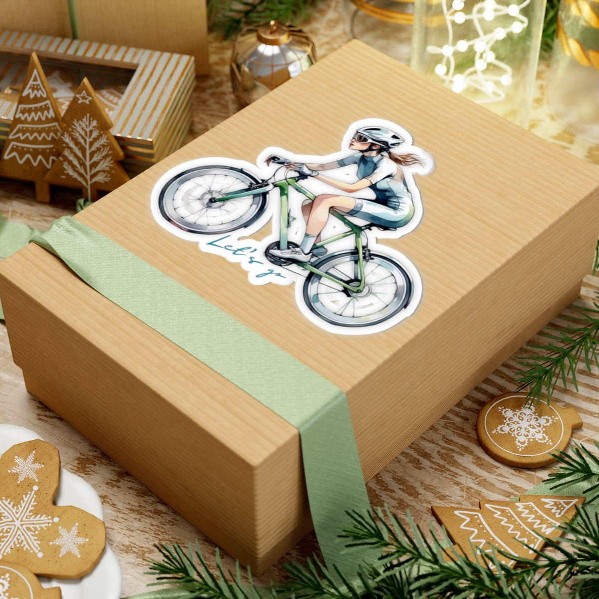 Motivational Cycling Kiss-Cut Stickers - Let's Go