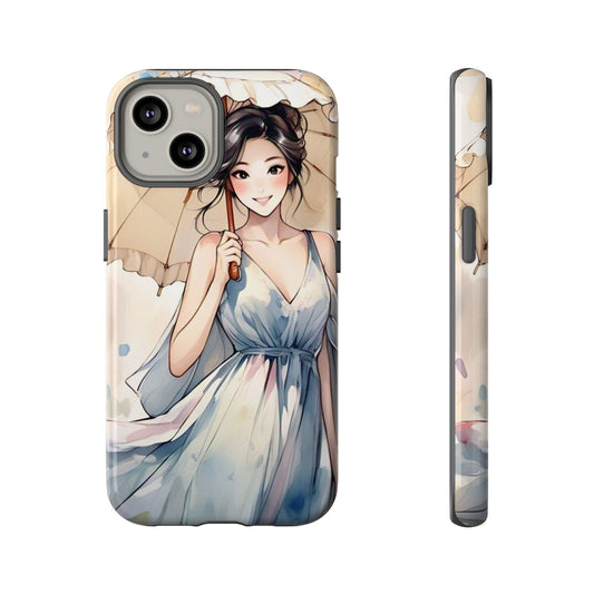 Elegant Floral Phone Case with Umbrella Design