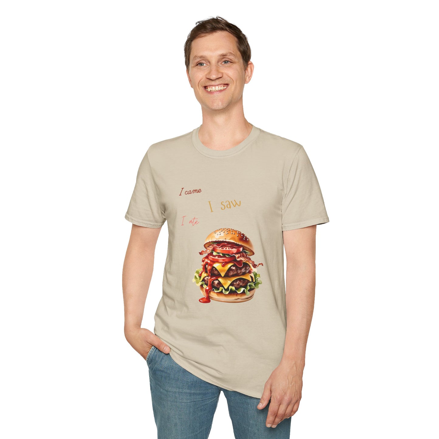 I Came, I Ate Burger Graphic Unisex Softstyle T-Shirt