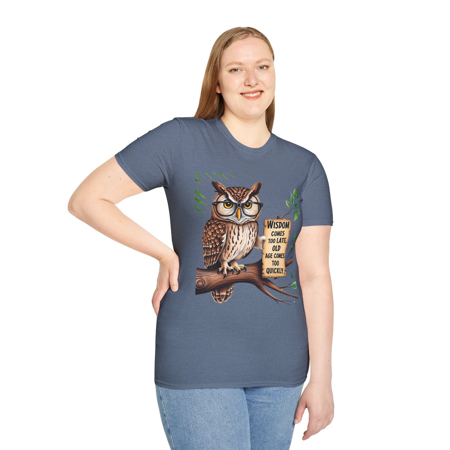 Wisdom Owl Unisex Softstyle T-Shirt - Inspirational Nature Tee