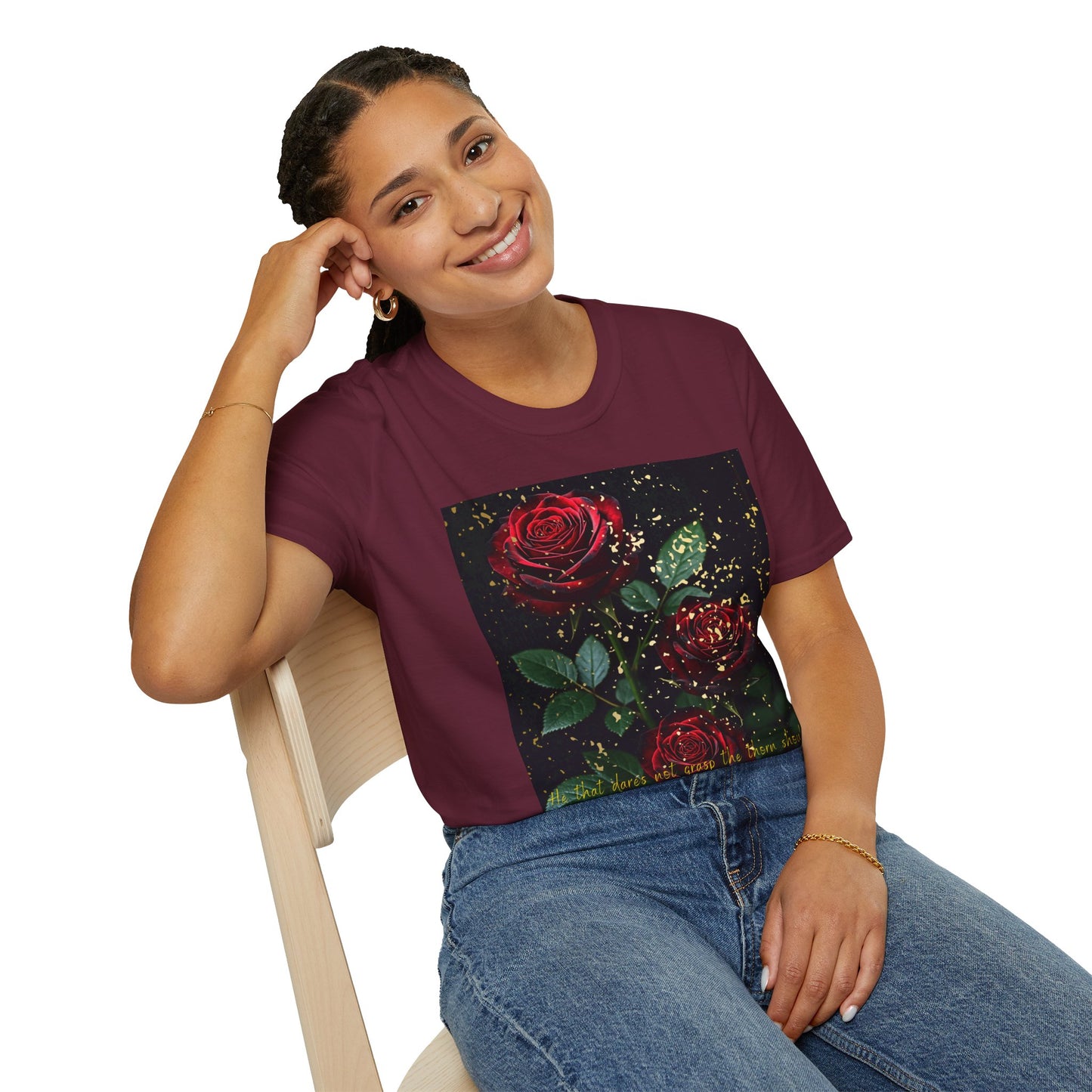 Elegant Rose Graphic T-Shirt - Inspirational Quote Design