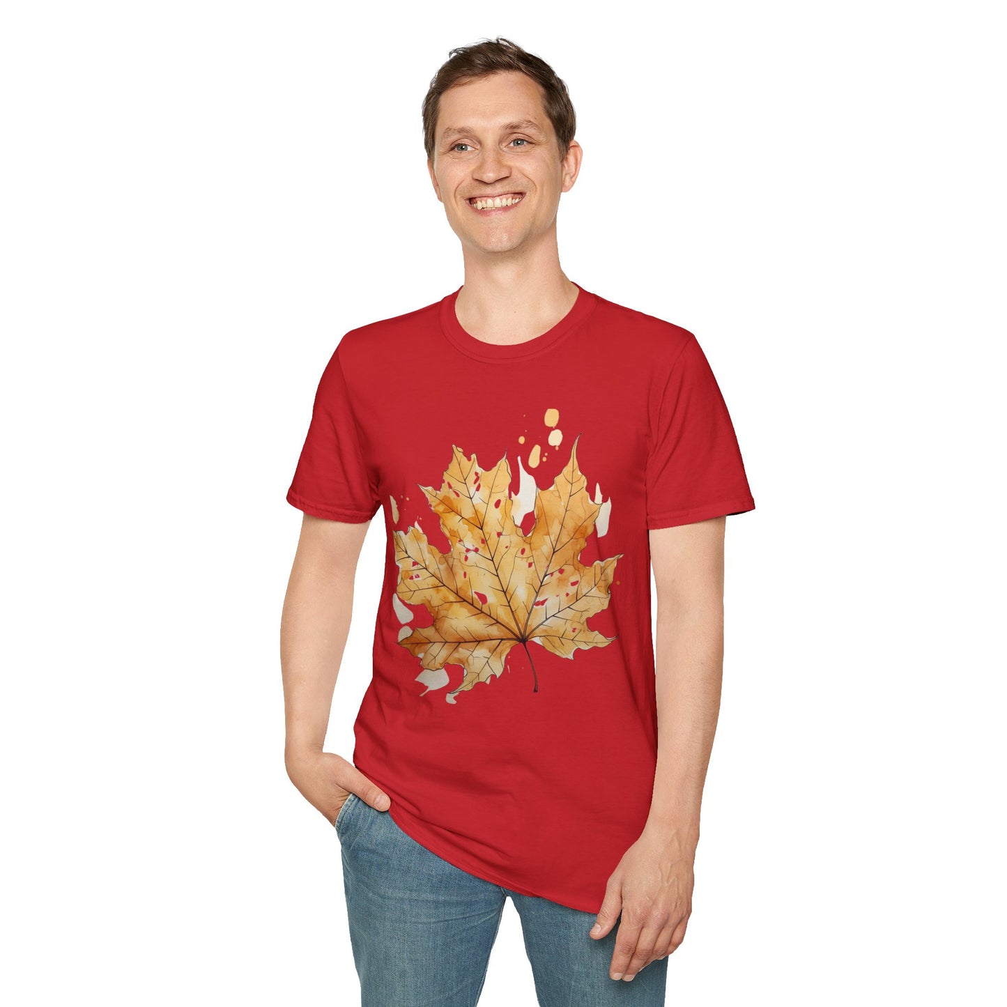 Autumn Leaf Unisex Softstyle T-Shirt - Cozy Fall Vibe Tee
