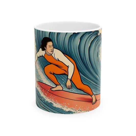 Surfing Waves Ceramic Mug - Stylish 11oz & 15oz Coffee Cup for Beach Lovers