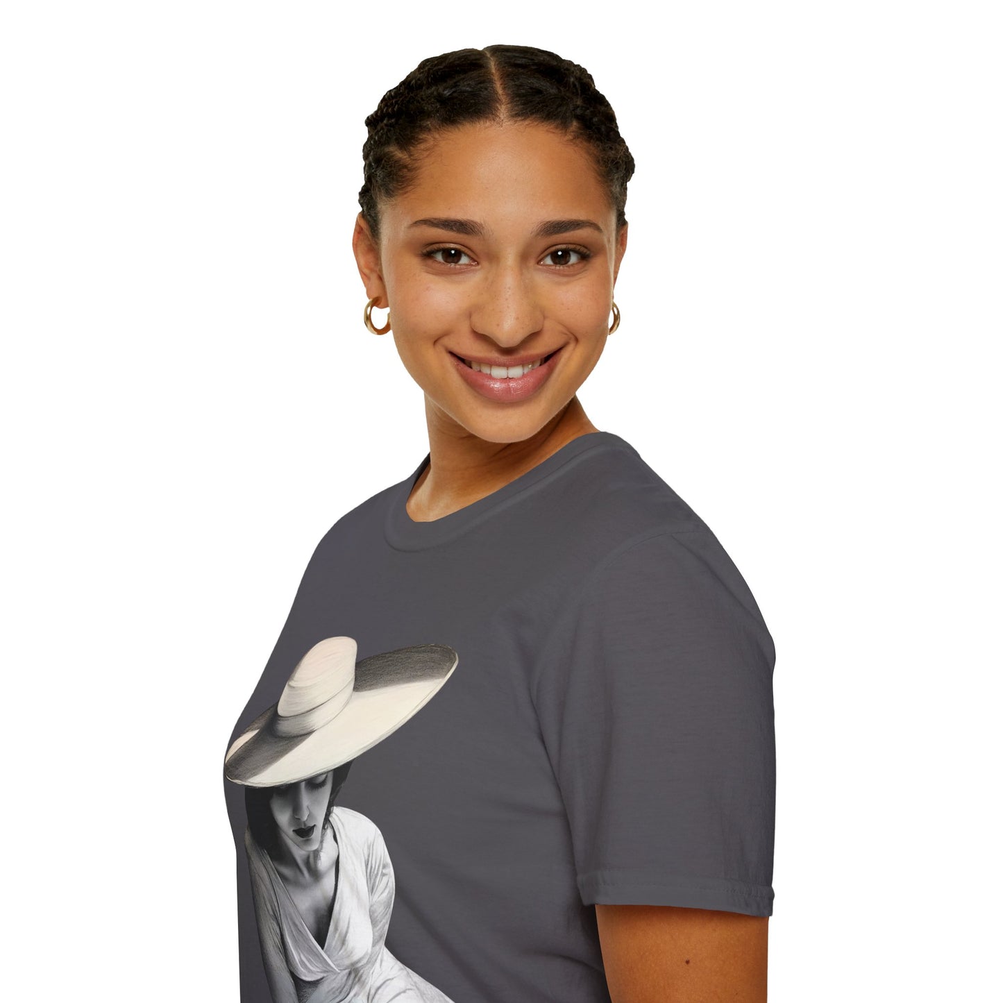 Artistic Women's  Softstyle T-Shirt - Charcoal art Design