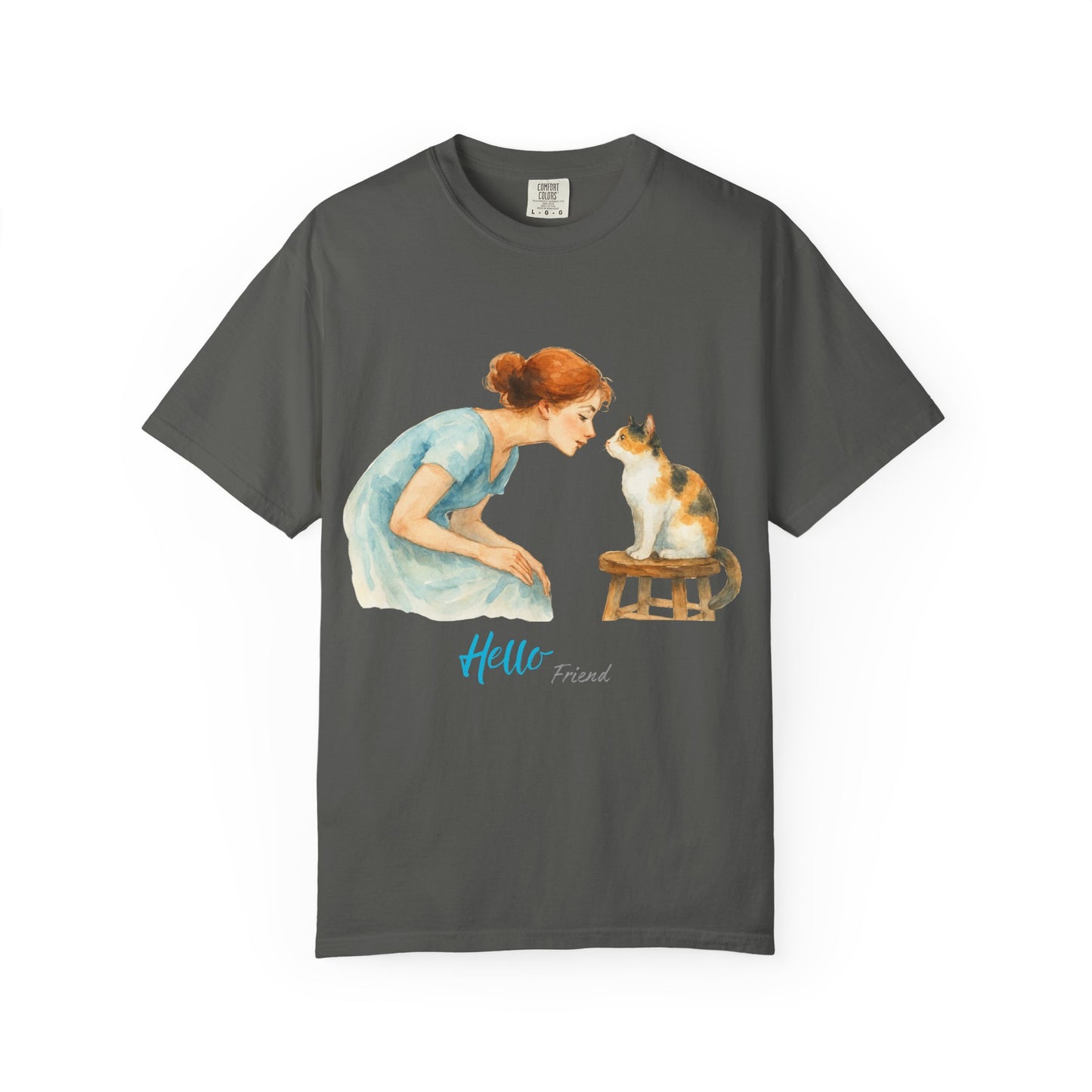 Hello Friend Cat Lover T-Shirt - Unisex Garment-Dyed Tee