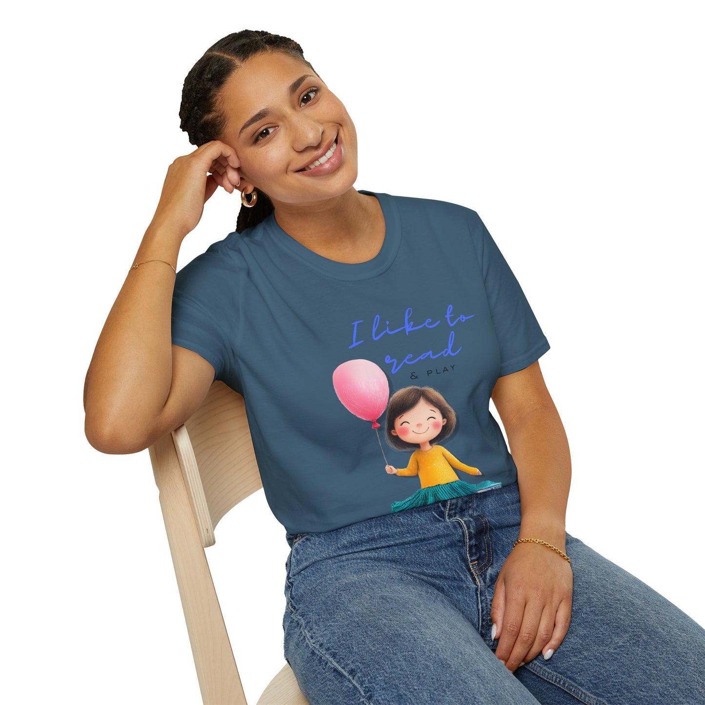 Women's Fun T-Shirt - "I Like to Read & Play"