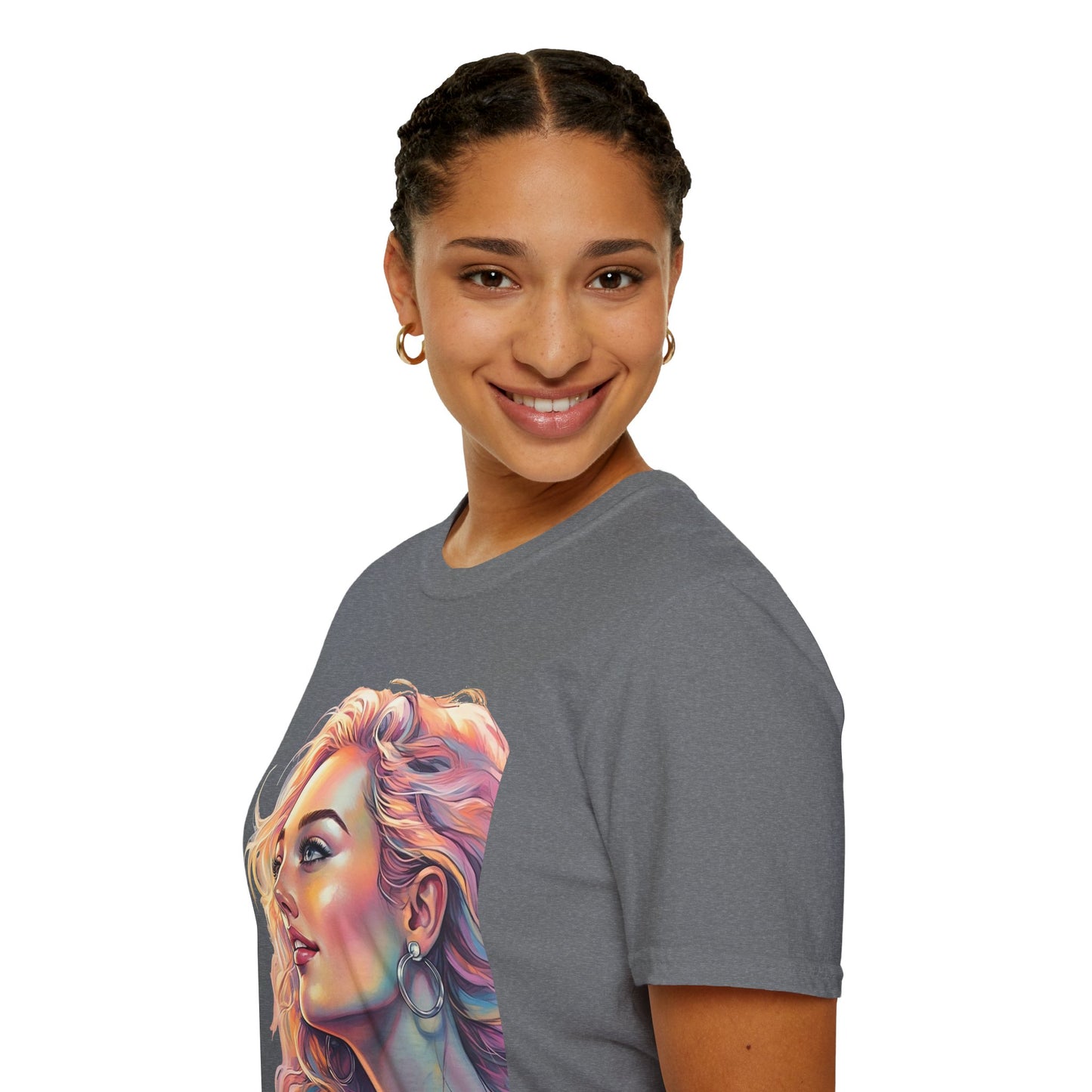 Artistic Women's Portrait T-Shirt - Women's Softstyle Tee for Creative Souls