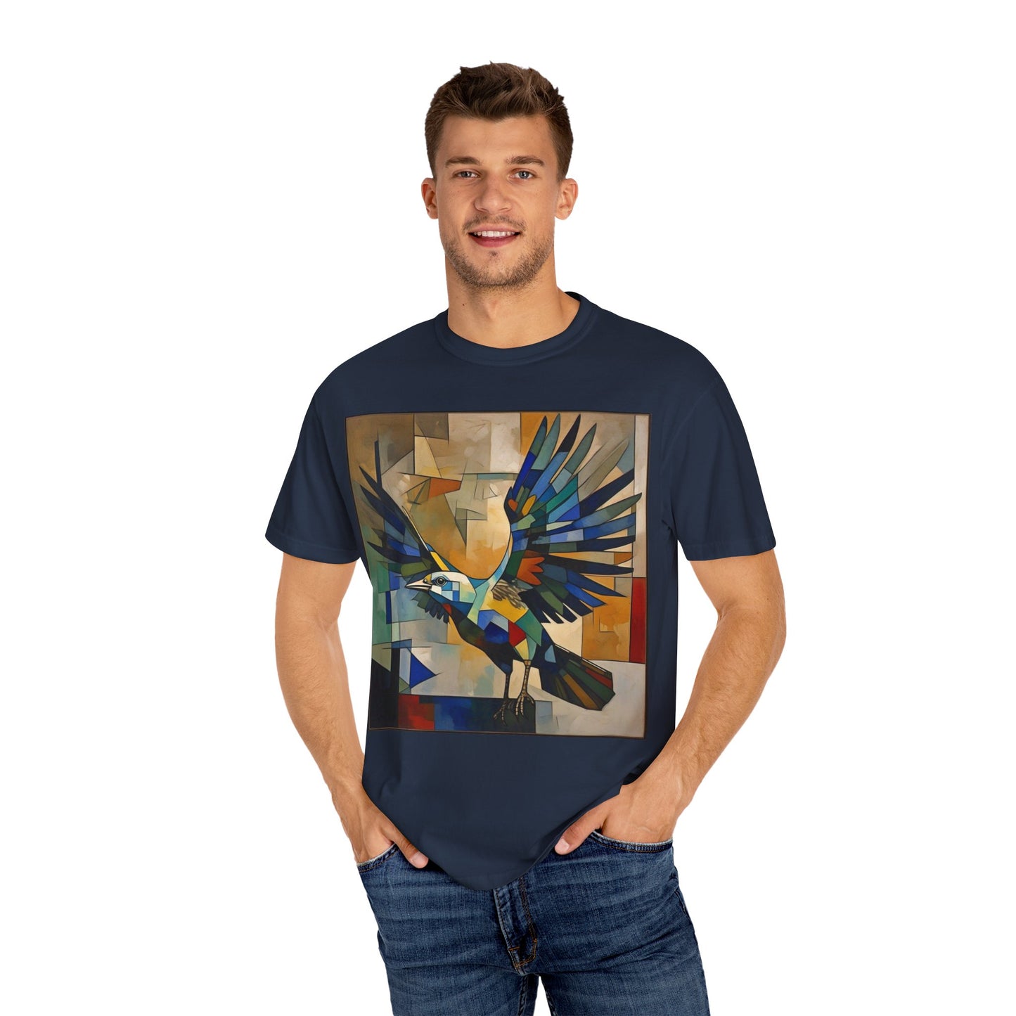 Colorful Bird Art Unisex T-Shirt - Vibrant Garment-Dyed Tee