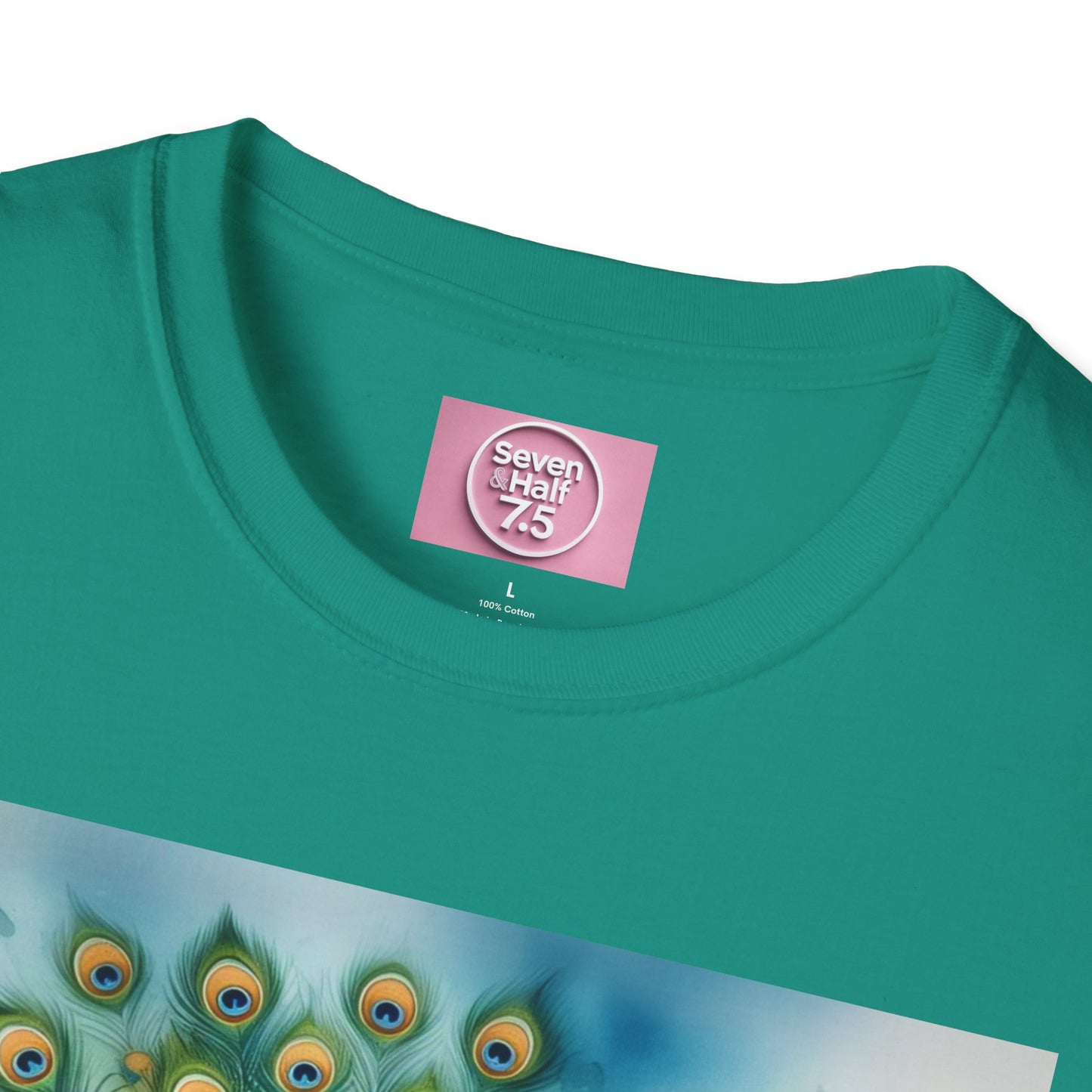 Colorful Peacock Unisex Softstyle T-Shirt - Vibrant Nature Art Tee