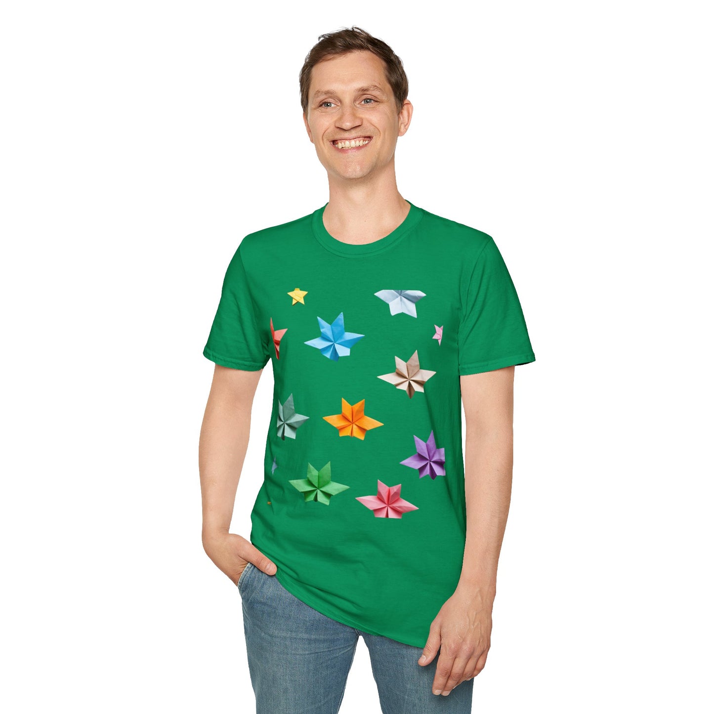 Origami Star Unisex Softstyle T-Shirt - Colorful Paper Art Tee for Creative Souls