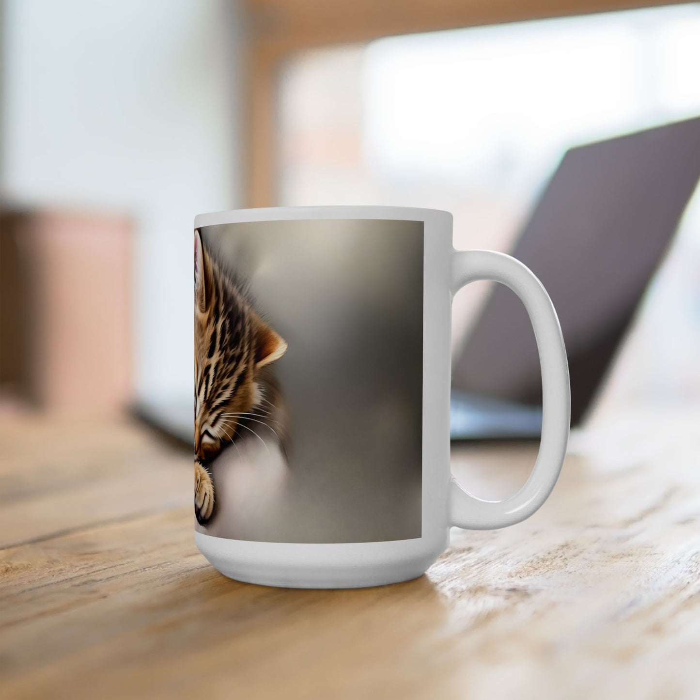 Cute Sleeping Cat Ceramic Mug - Cozy Cat Lover Gift (11oz, 15oz)