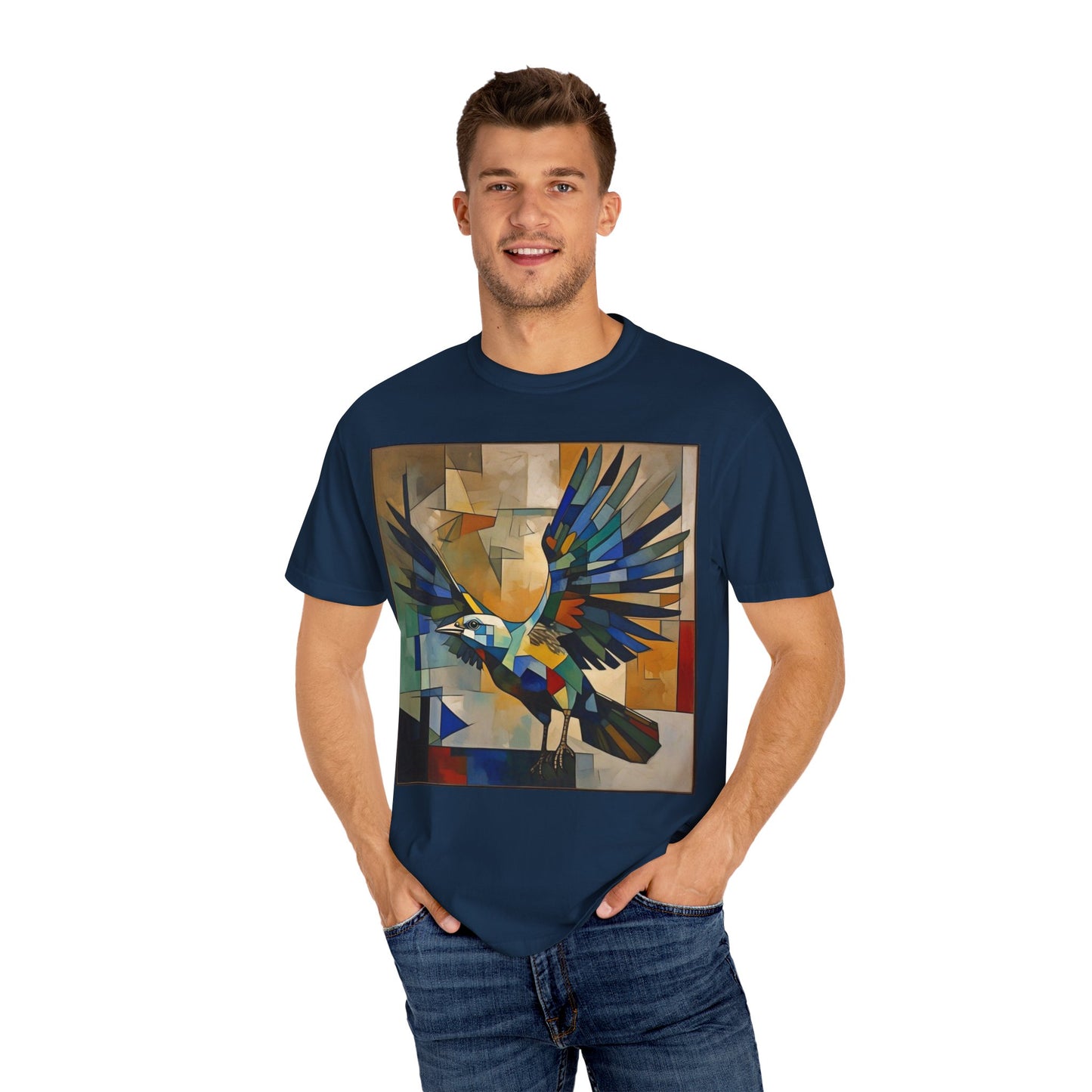 Colorful Bird Art Unisex T-Shirt - Vibrant Garment-Dyed Tee