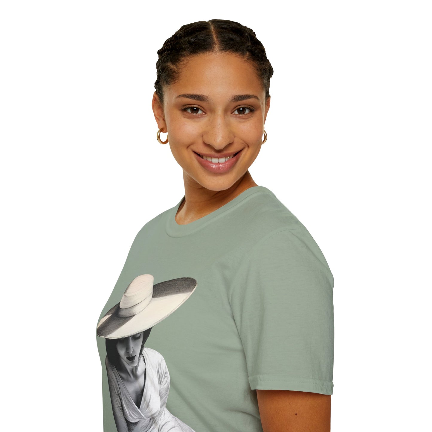 Artistic Women's  Softstyle T-Shirt - Charcoal art Design