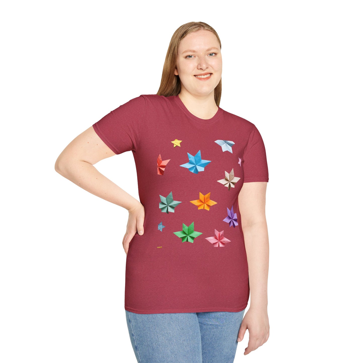 Origami Star Unisex Softstyle T-Shirt - Colorful Paper Art Tee for Creative Souls