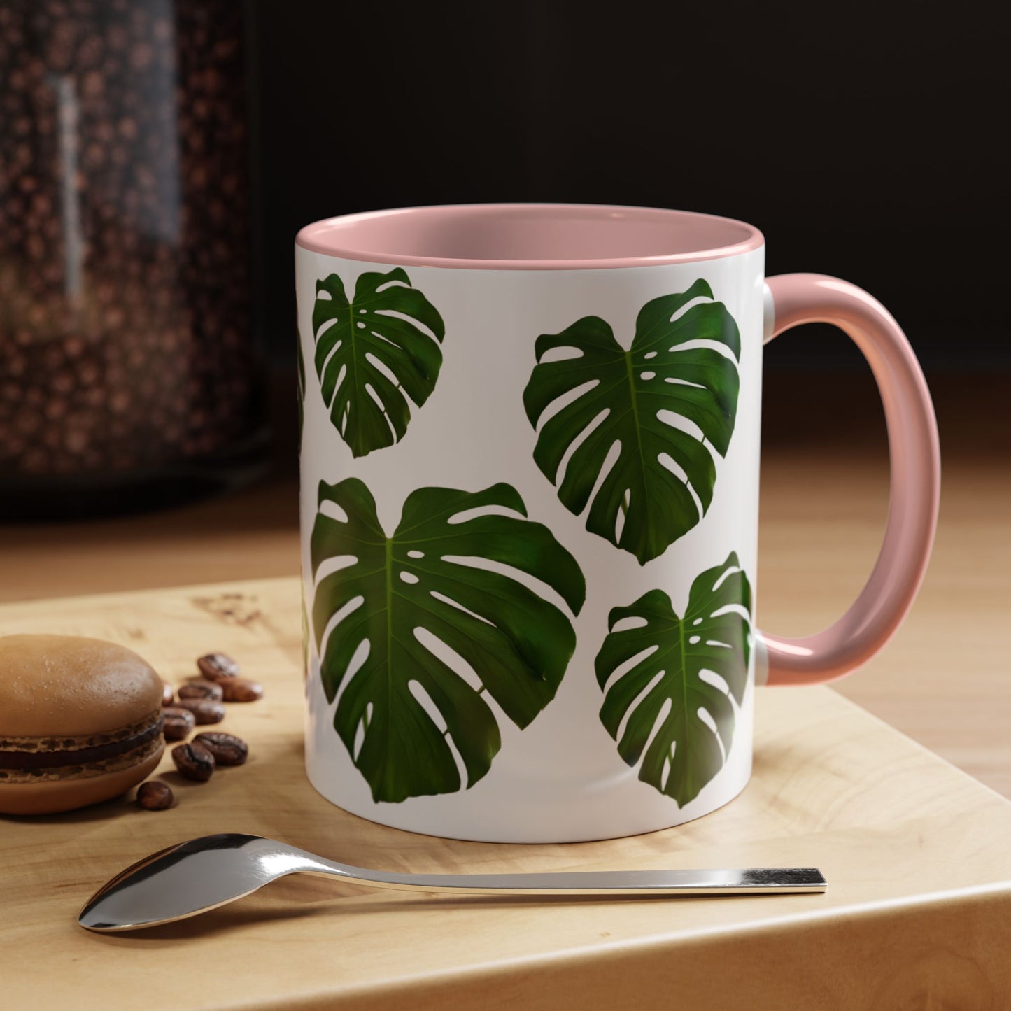Tropical Monstera Accent Coffee Mug - Green Leaf Design, Plant Lover Gift, Home Decor, Kitchen Essentials, Nature Inspired