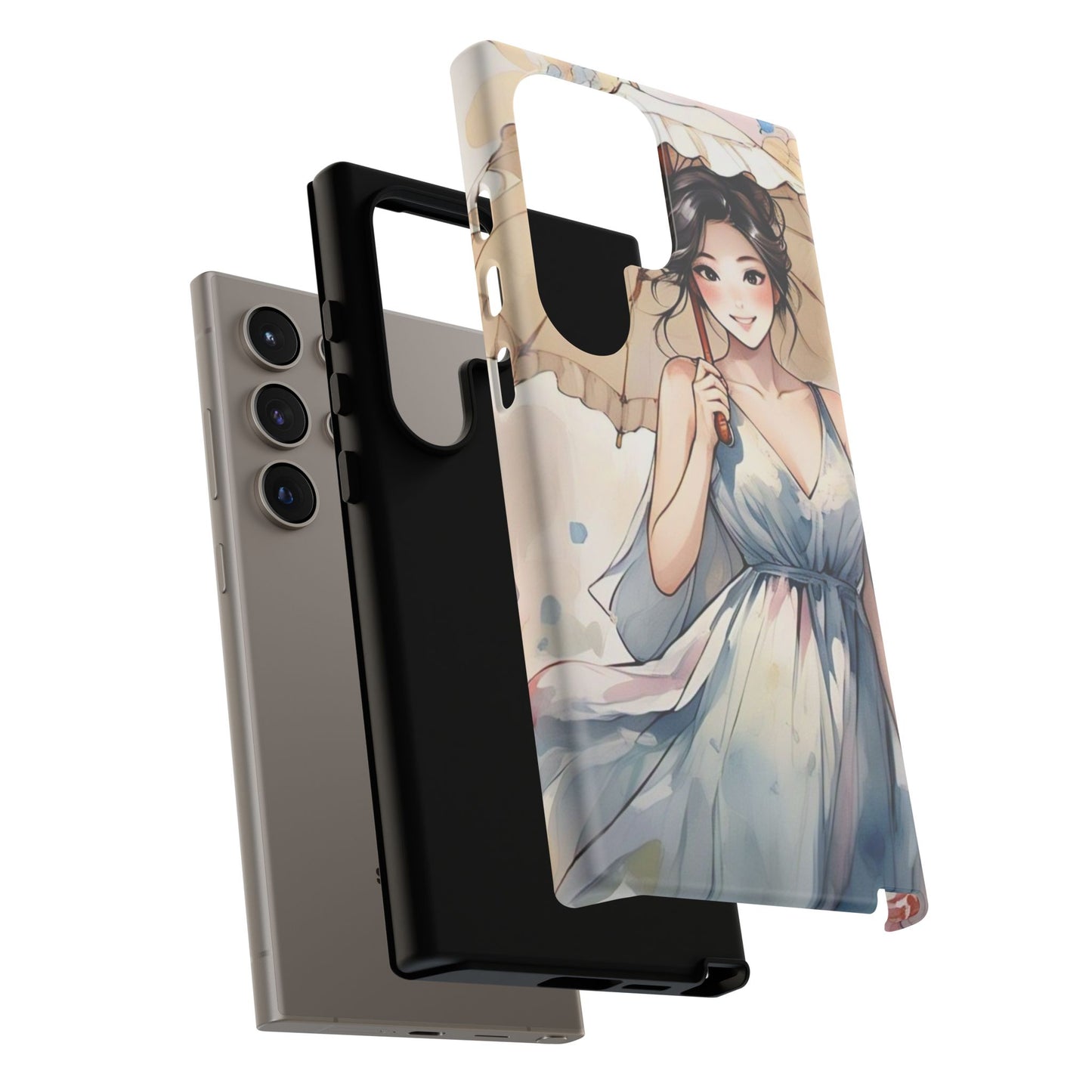 Elegant Floral Phone Case with Umbrella Design