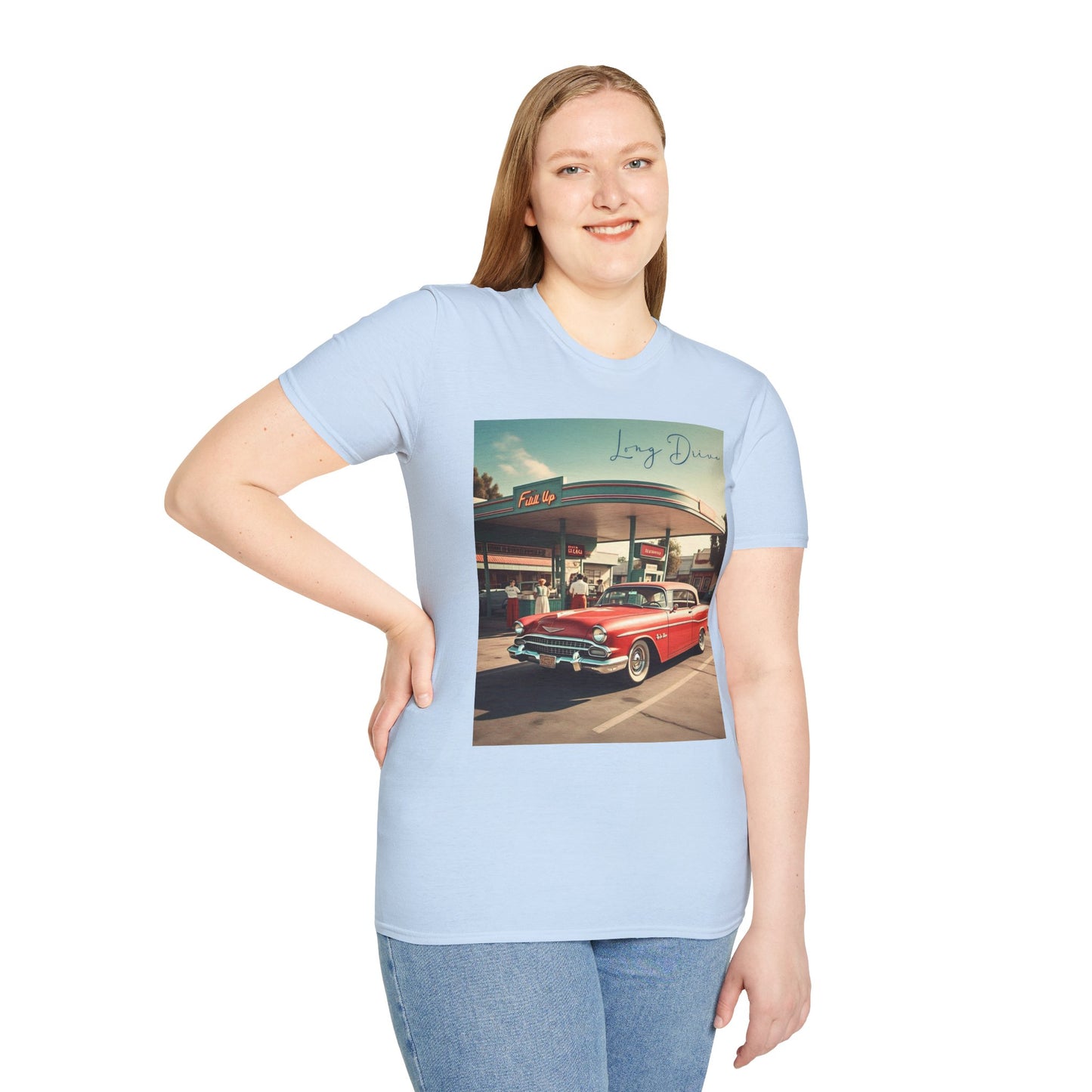 Retro Car Unisex Softstyle T-Shirt - Long Drive Graphic Tee