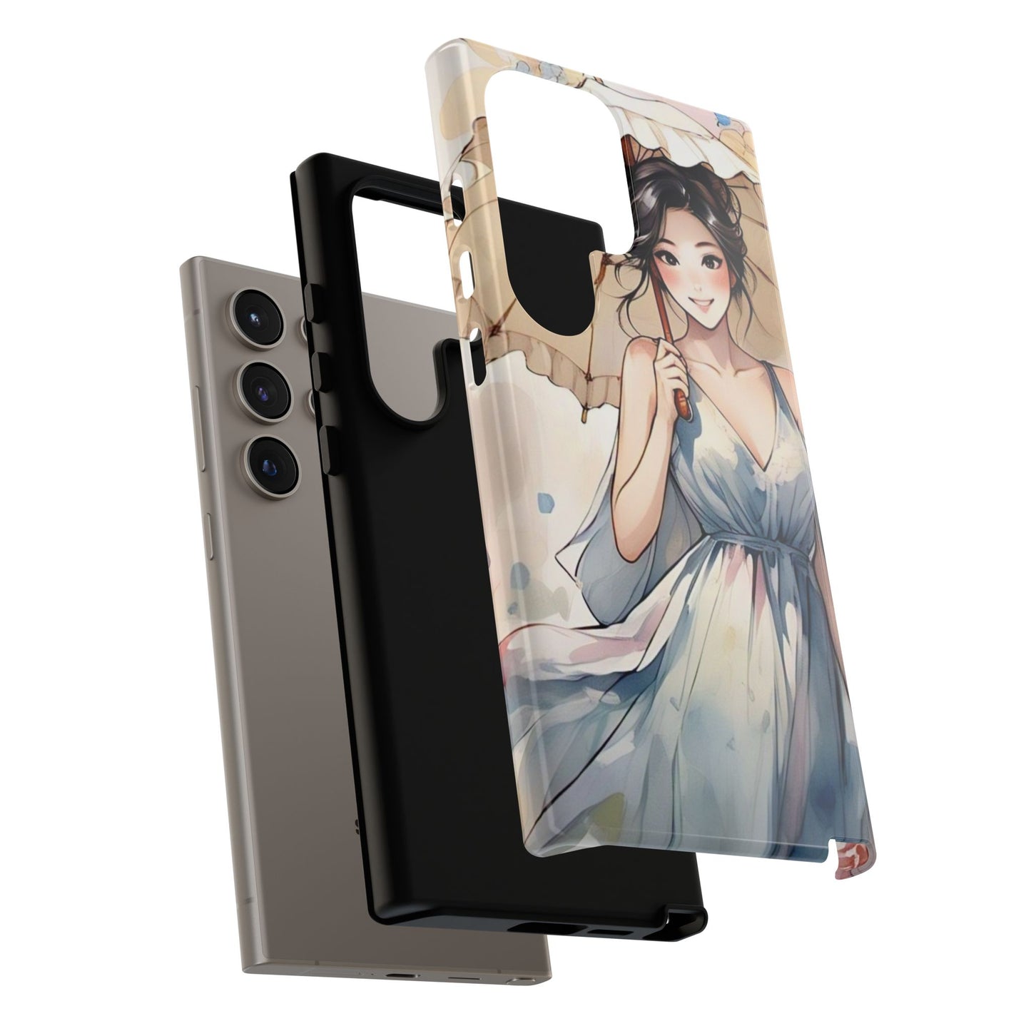 Elegant Floral Phone Case with Umbrella Design