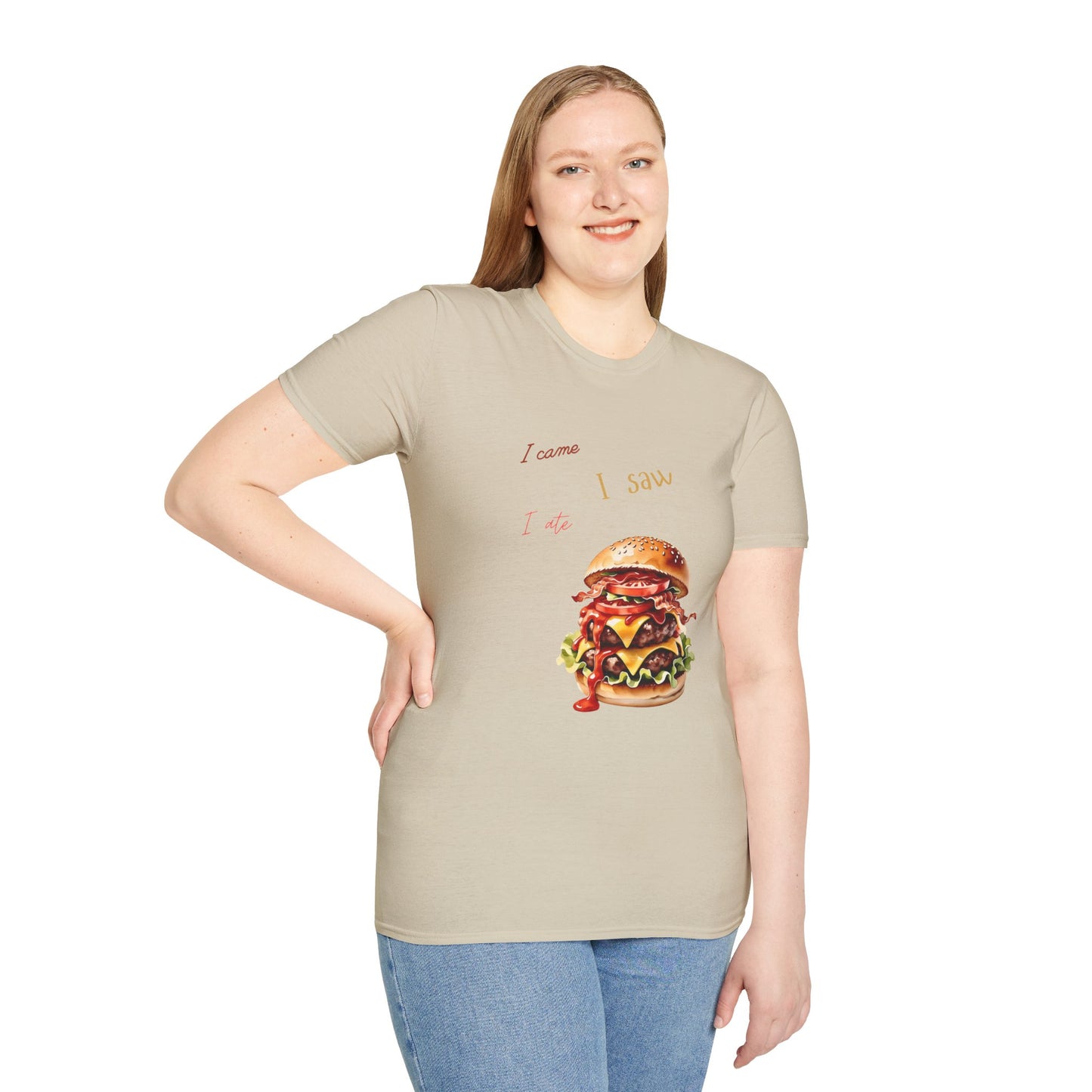 I Came, I Ate Burger Graphic Unisex Softstyle T-Shirt