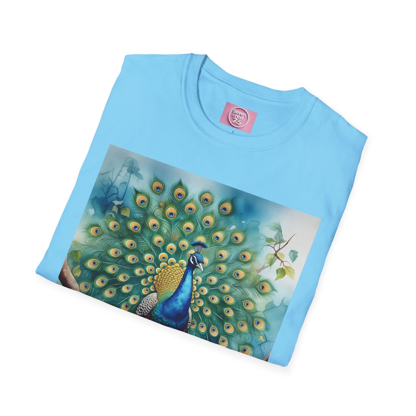 Colorful Peacock Unisex Softstyle T-Shirt - Vibrant Nature Art Tee