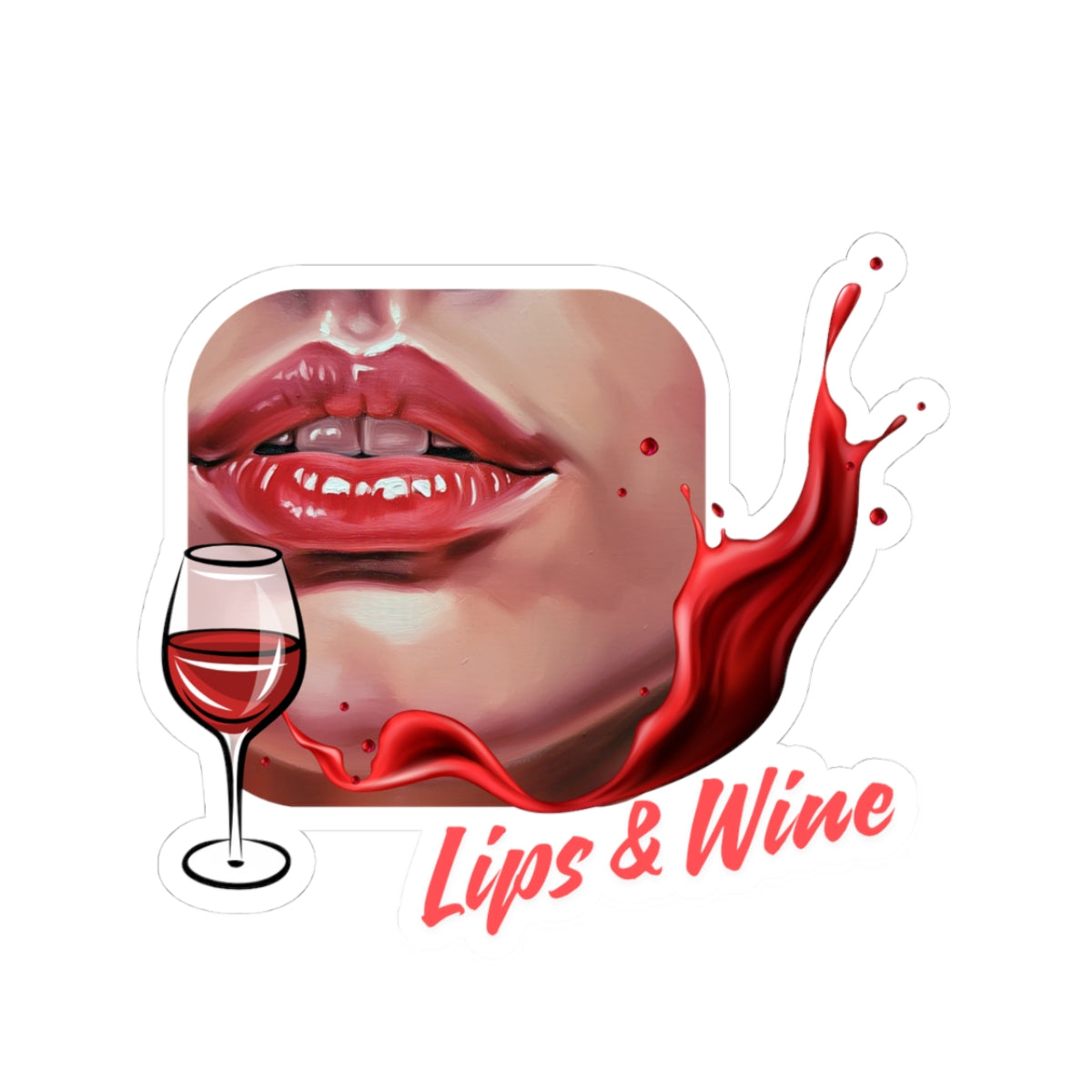 Lips & Wine Kiss-Cut Stickers - Perfect for Wine Lovers and Party Decor