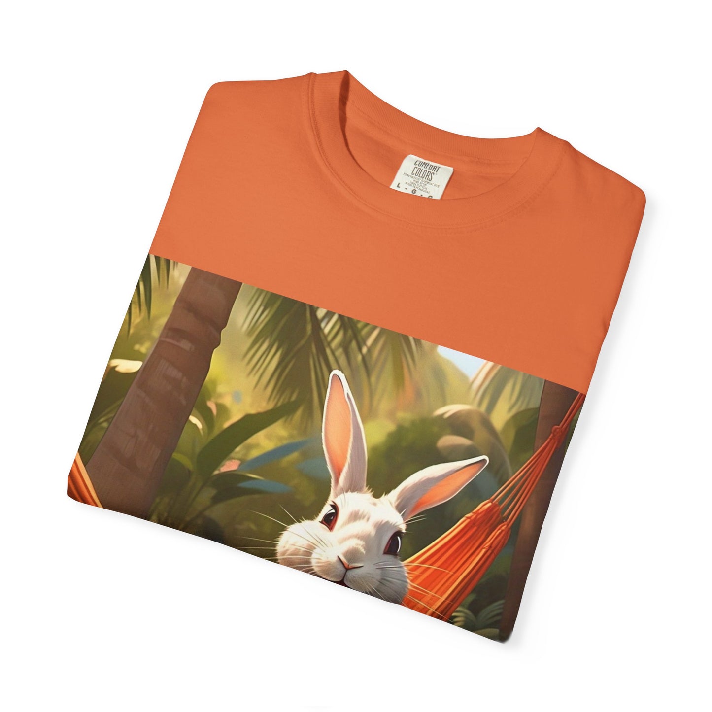 Relaxing Bunny T-Shirt - Unisex Garment-Dyed Tee for Nature Lovers