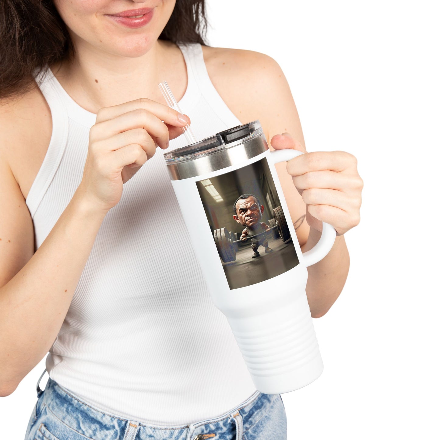 Funny Insulated Travel Mug - 40oz Motivational Humor Gift for Gym Lovers