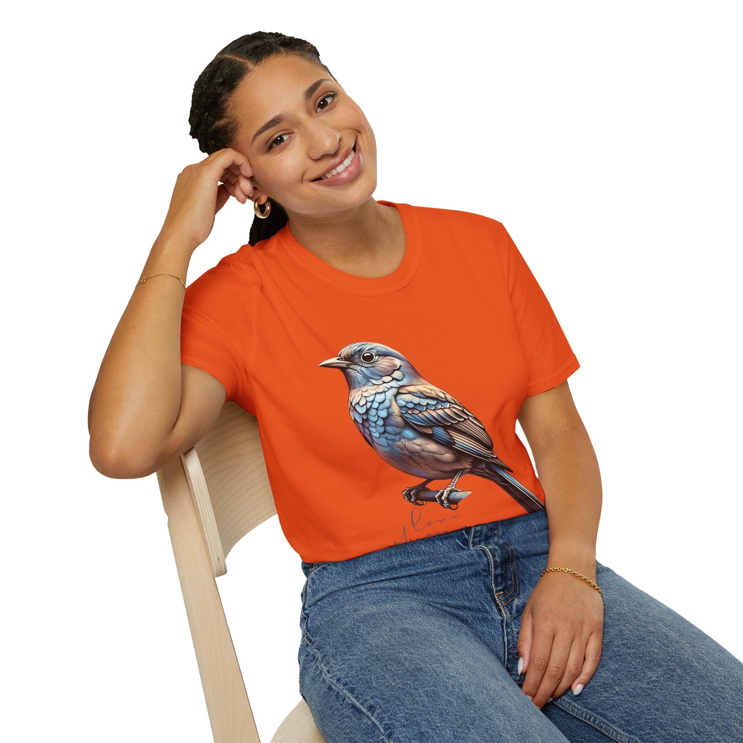 Nature-Inspired Bird Graphic T-Shirt for Soft Comfort
