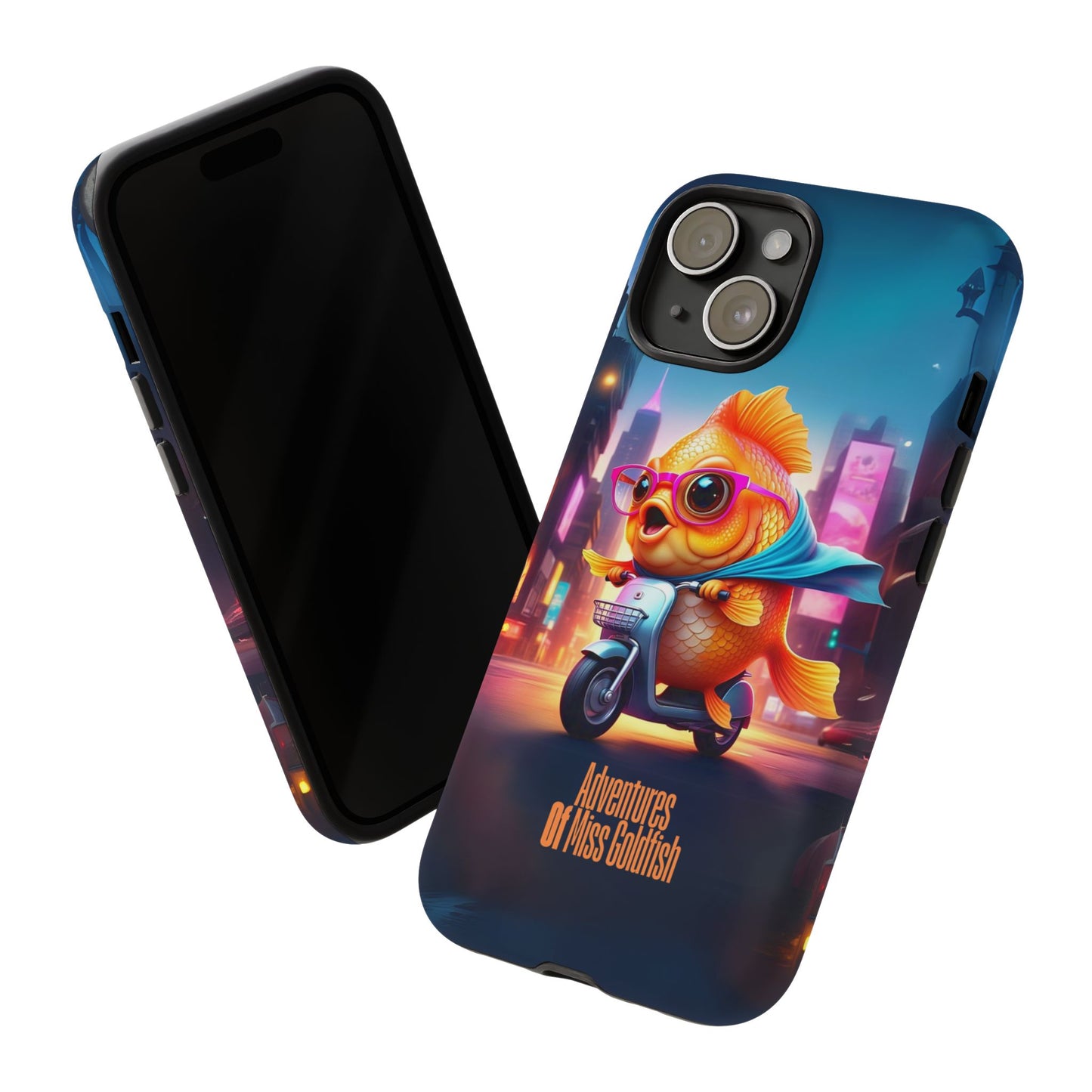 Adventures of Miss Goldfish Phone Case - Fun & Colorful Tough Cover for Fish Lovers