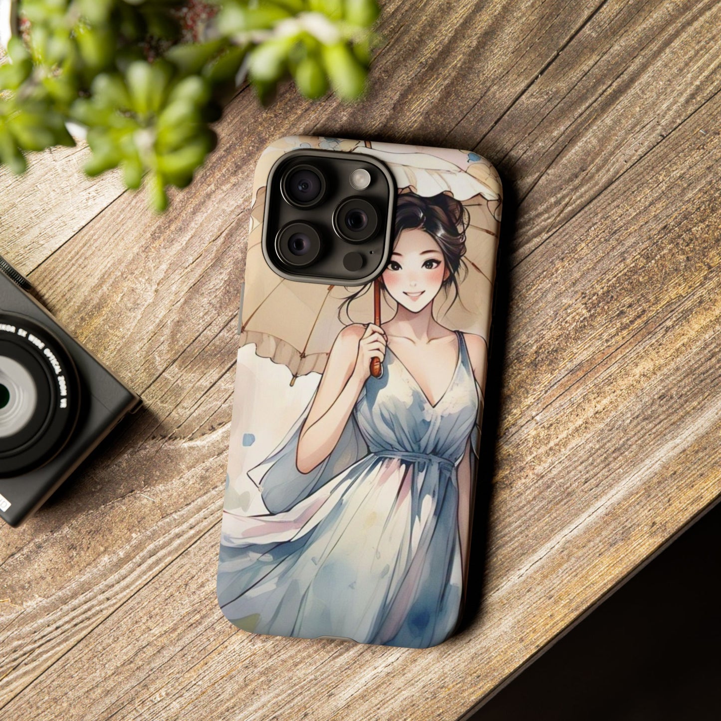 Elegant Floral Phone Case with Umbrella Design