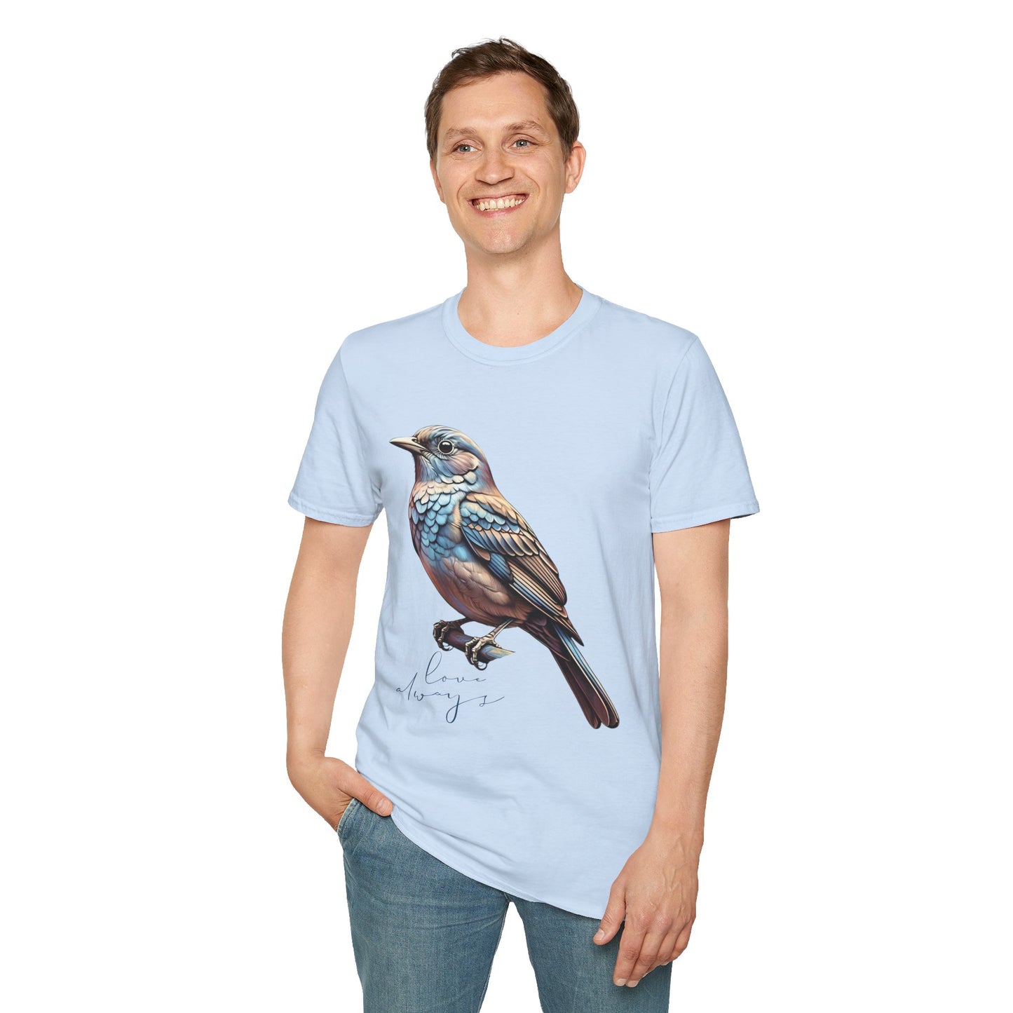 Nature-Inspired Bird Graphic T-Shirt for Soft Comfort