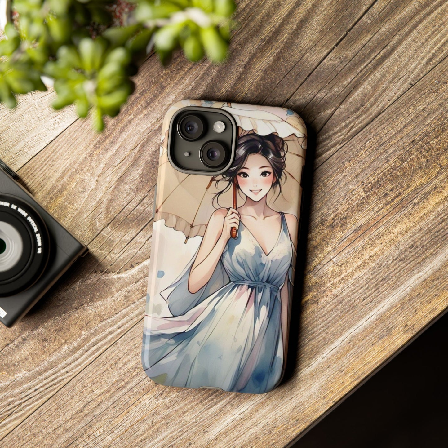 Elegant Floral Phone Case with Umbrella Design