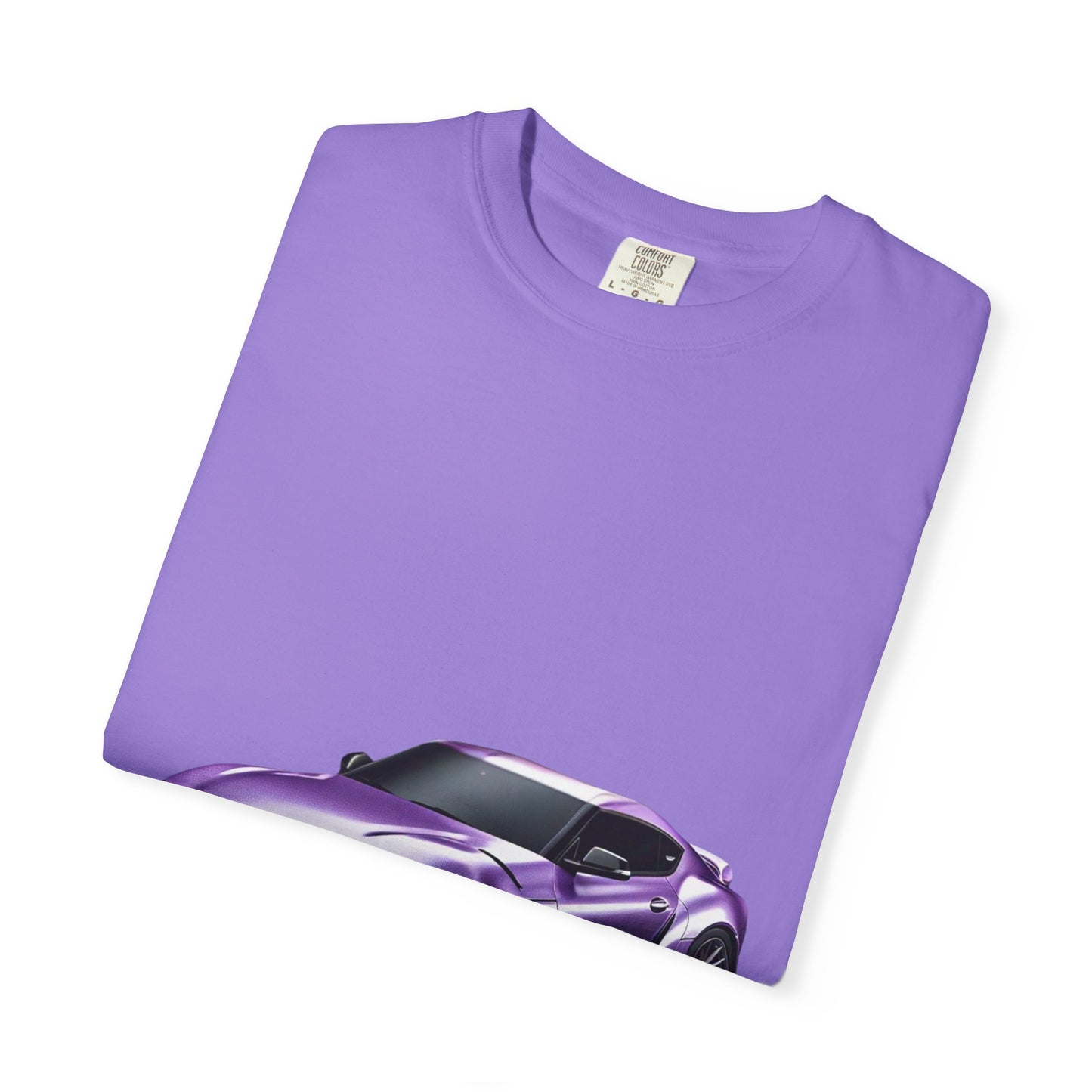 Purple Sports Car T-Shirt | Unisex Garment-Dyed Tee for Car Enthusiasts