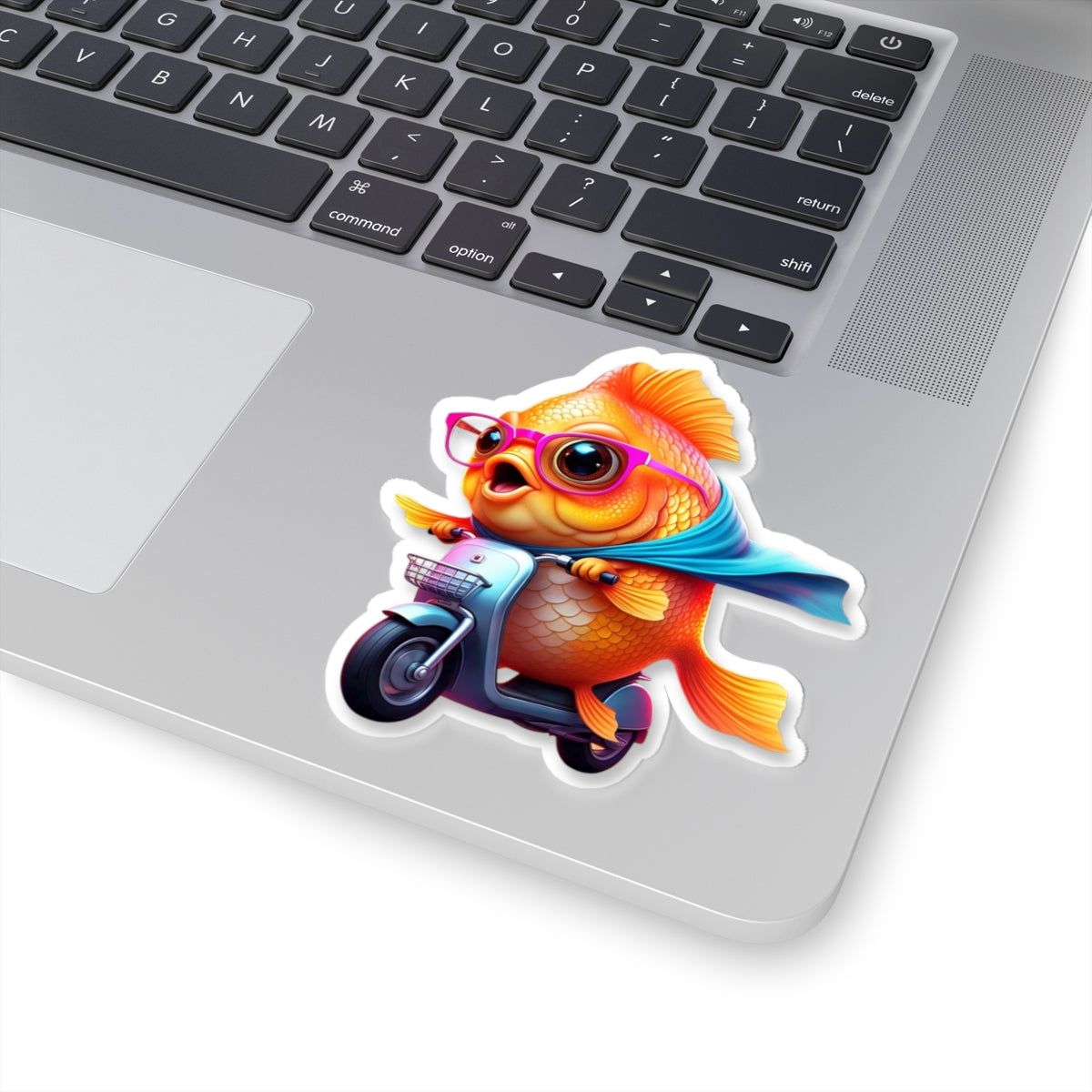 Whimsical Goldfish Scooter Stickers | Fun Vinyl Decals for Laptops & Water Bottles
