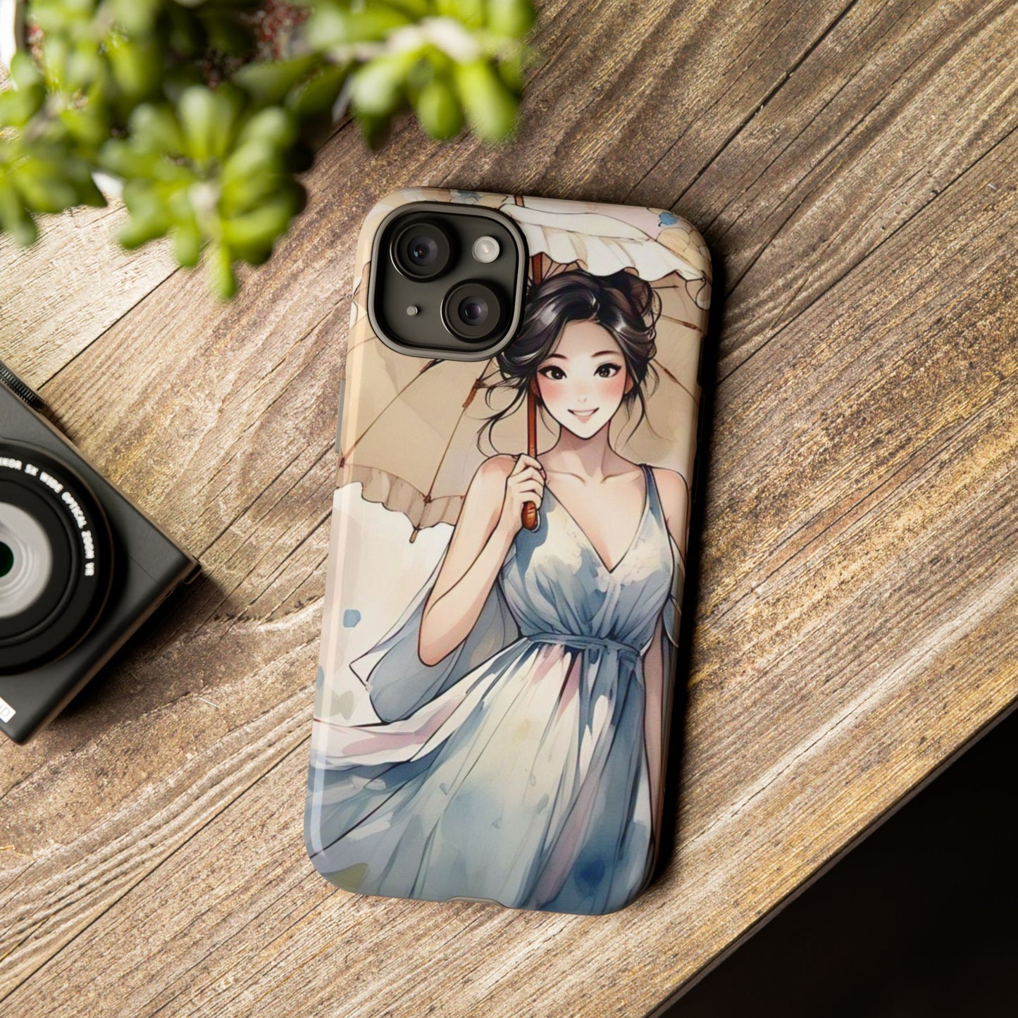 Elegant Floral Phone Case with Umbrella Design