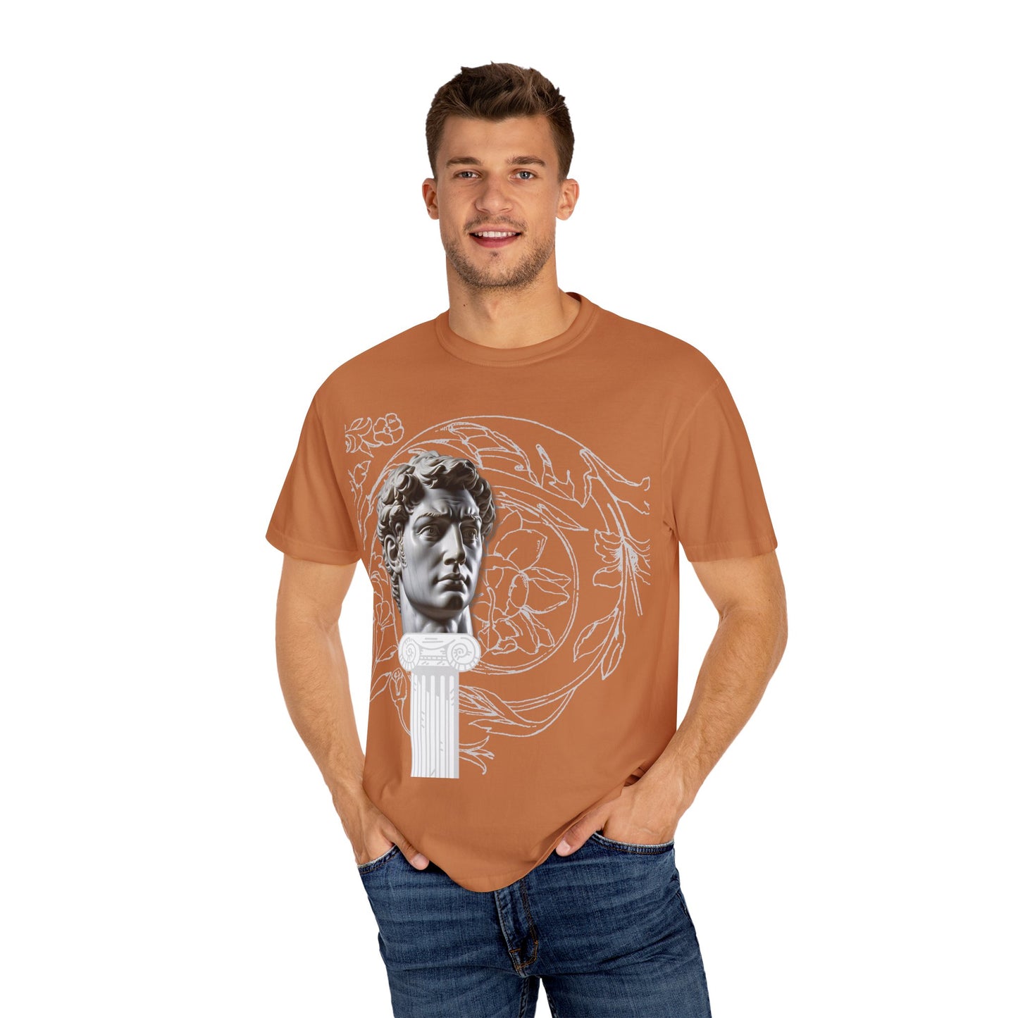 Artistic Roman Garment-Dyed T-shirt - Classic Sculpture Design