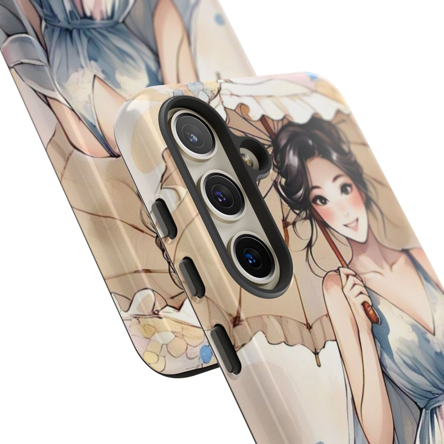 Elegant Floral Phone Case with Umbrella Design