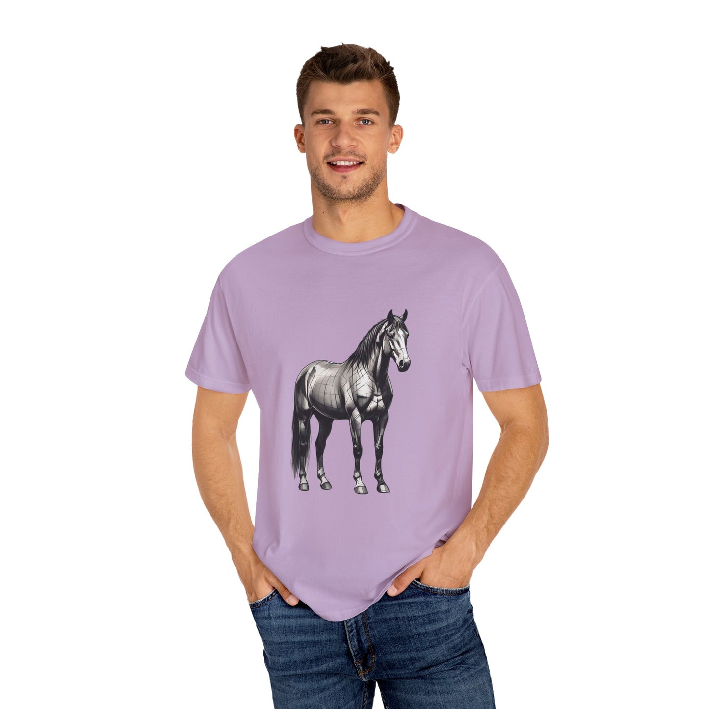 Equestrian Vibe Unisex Garment-Dyed T-Shirt - Horse Design