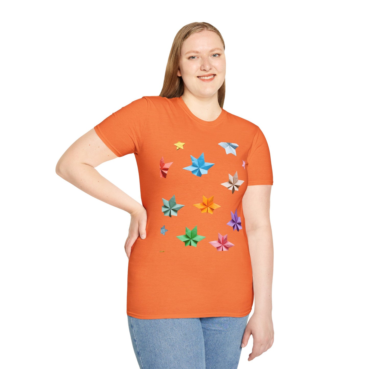 Origami Star Unisex Softstyle T-Shirt - Colorful Paper Art Tee for Creative Souls
