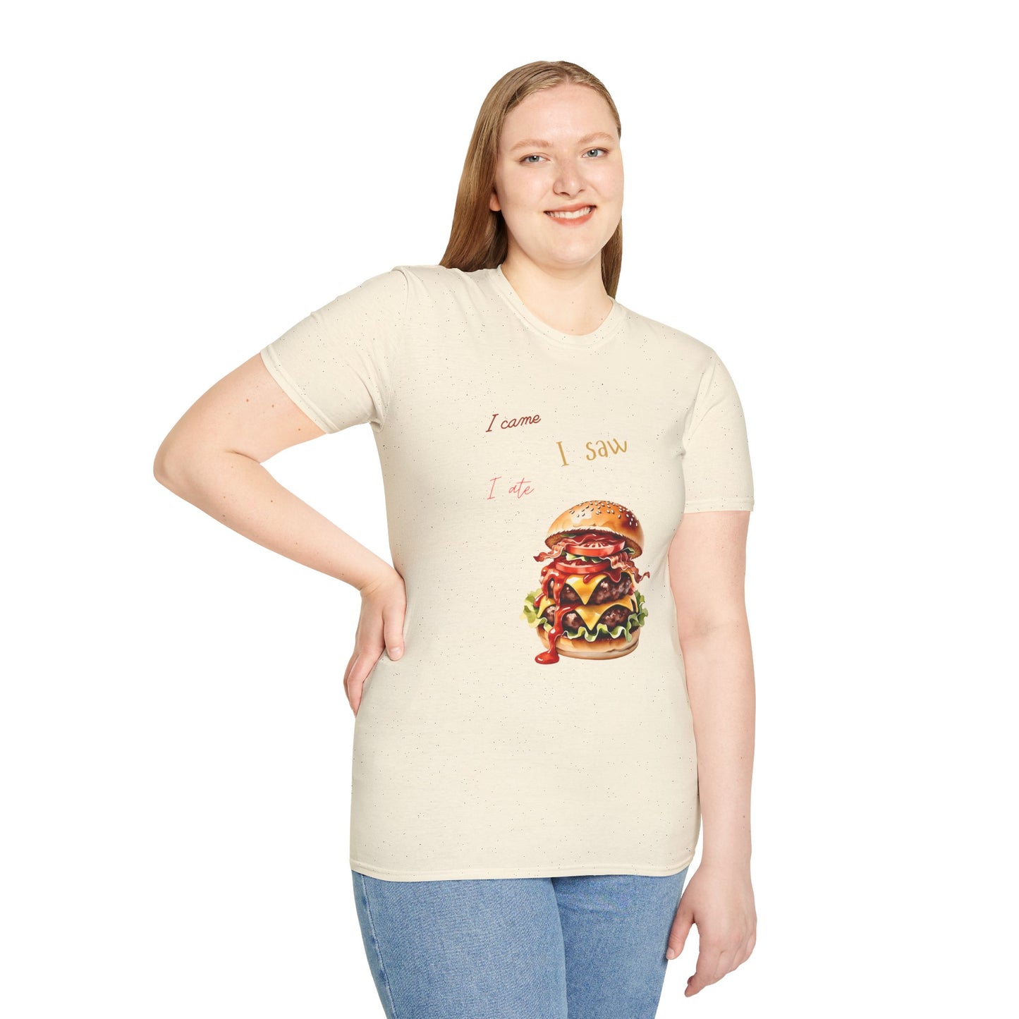 I Came, I Ate Burger Graphic Unisex Softstyle T-Shirt