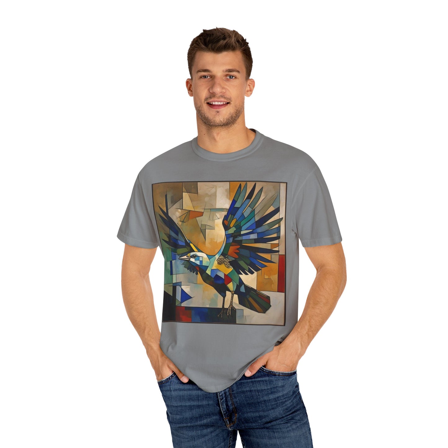 Colorful Bird Art Unisex T-Shirt - Vibrant Garment-Dyed Tee