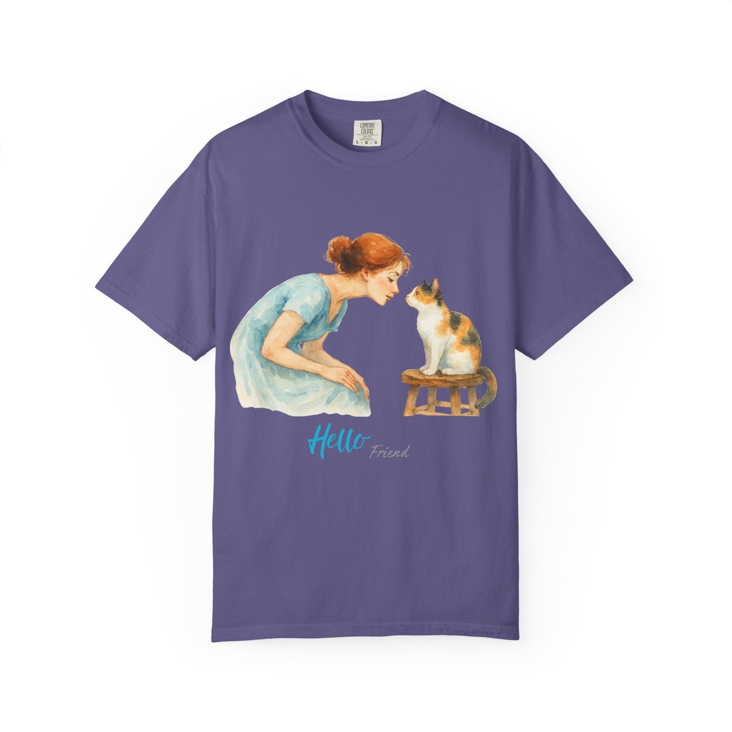 Hello Friend Cat Lover T-Shirt - Unisex Garment-Dyed Tee