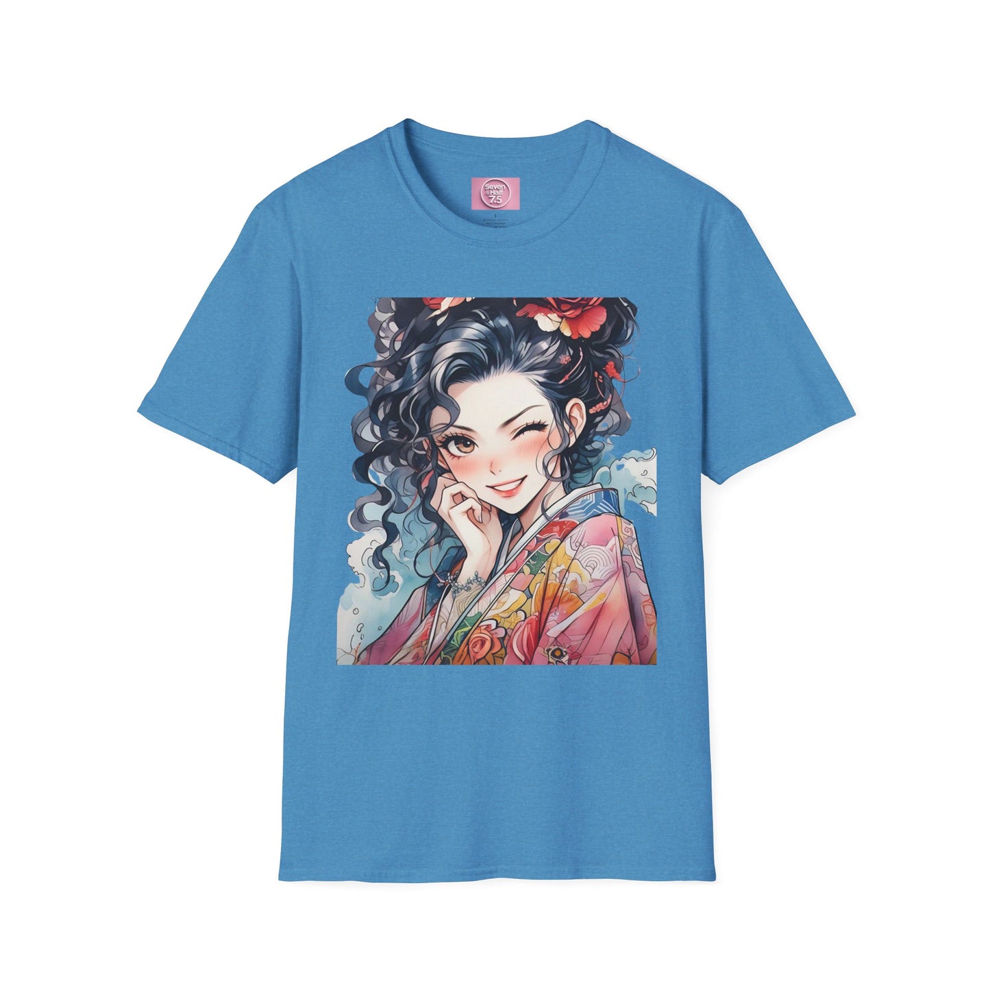 Stylish Unisex Softstyle T-Shirt - Charming Kimono Girl Design