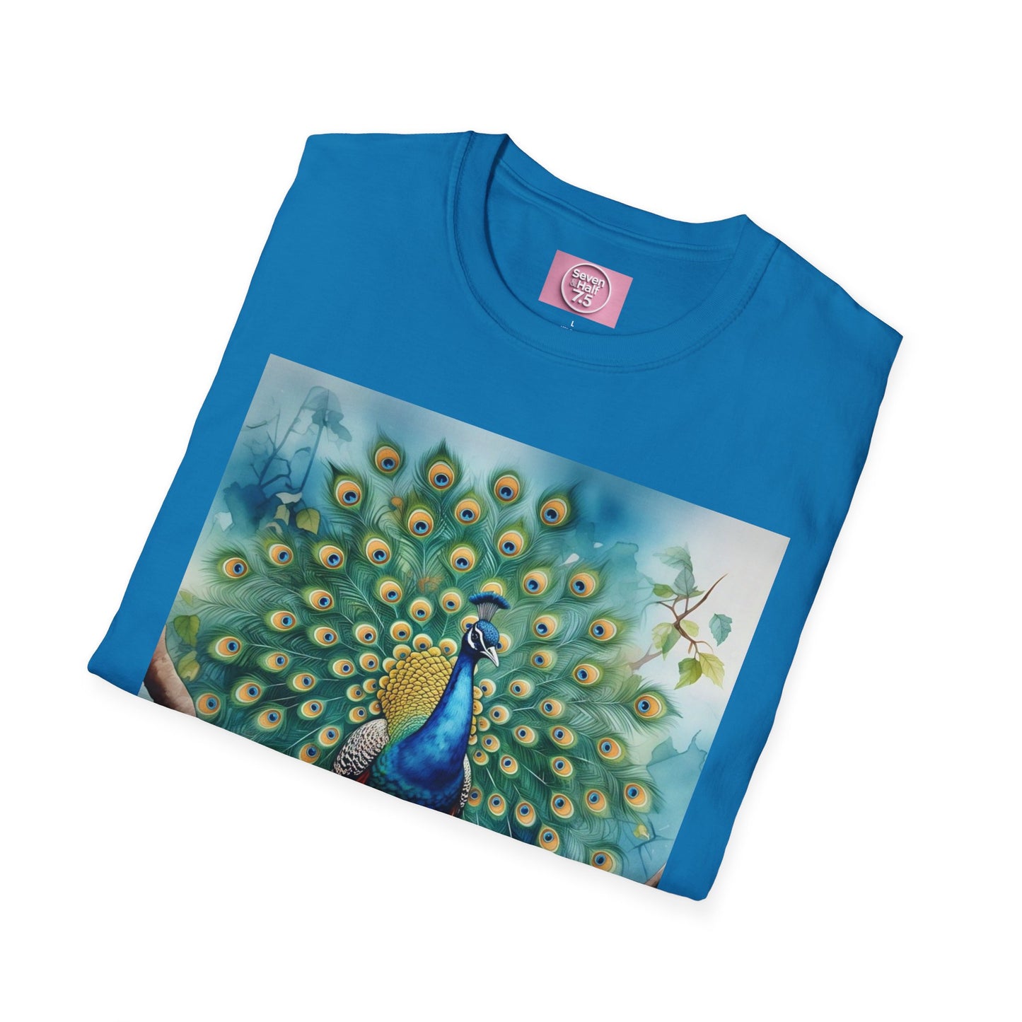Colorful Peacock Unisex Softstyle T-Shirt - Vibrant Nature Art Tee