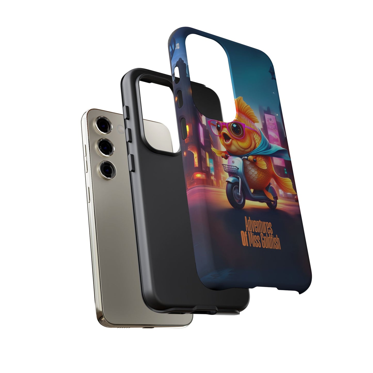 Adventures of Miss Goldfish Phone Case - Fun & Colorful Tough Cover for Fish Lovers