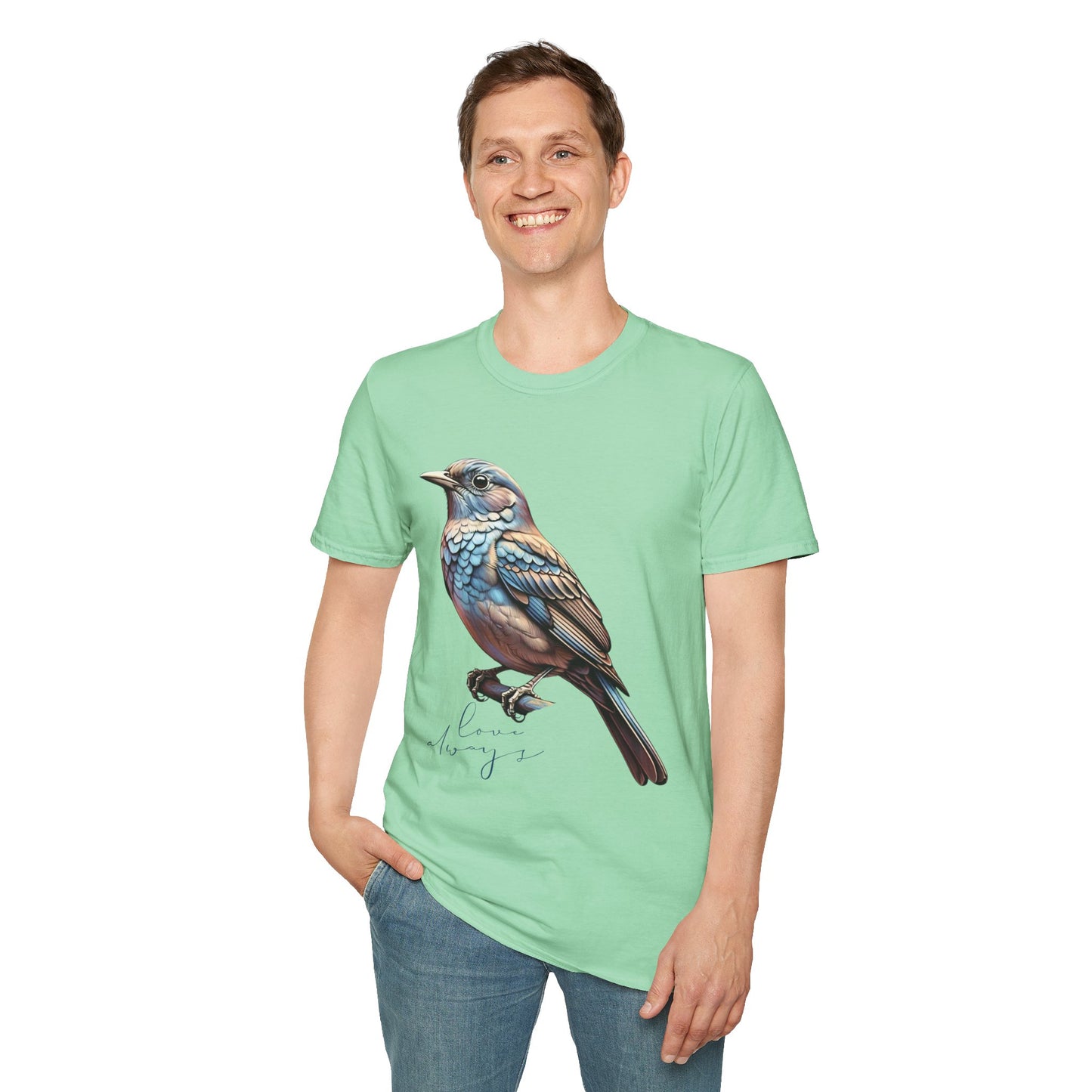 Nature-Inspired Bird Graphic T-Shirt for Soft Comfort