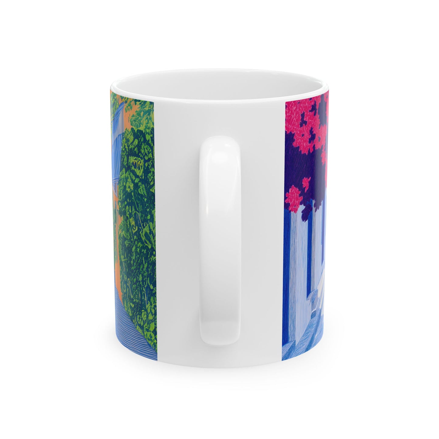 Colorful Ceramic Mug - Artistic Village Street Design - Perfect for Coffee Lovers