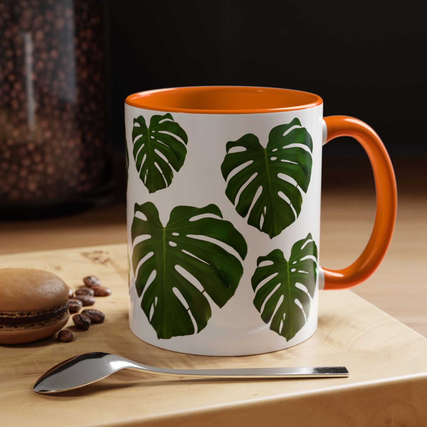 Tropical Monstera Accent Coffee Mug - Green Leaf Design, Plant Lover Gift, Home Decor, Kitchen Essentials, Nature Inspired