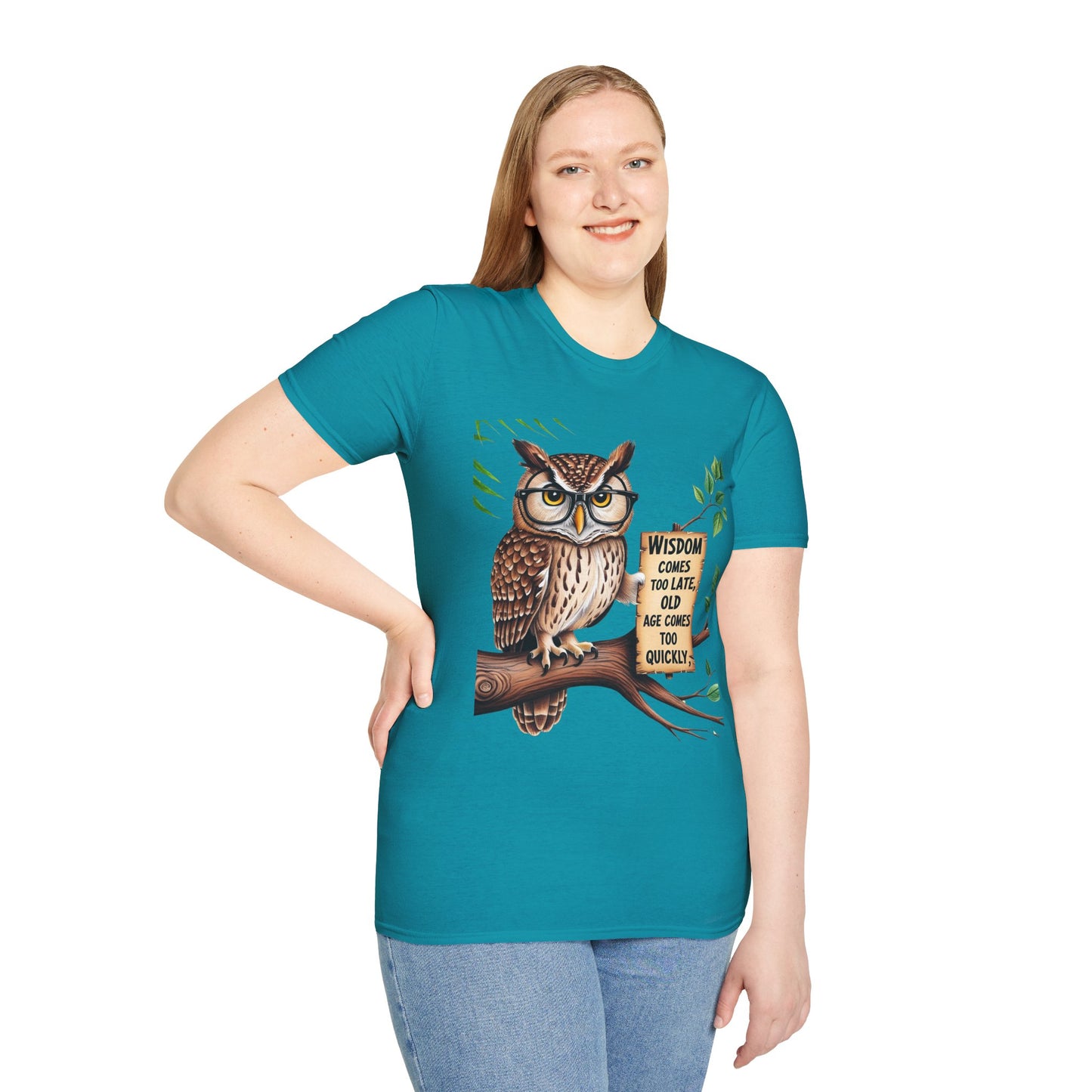 Wisdom Owl Unisex Softstyle T-Shirt - Inspirational Nature Tee